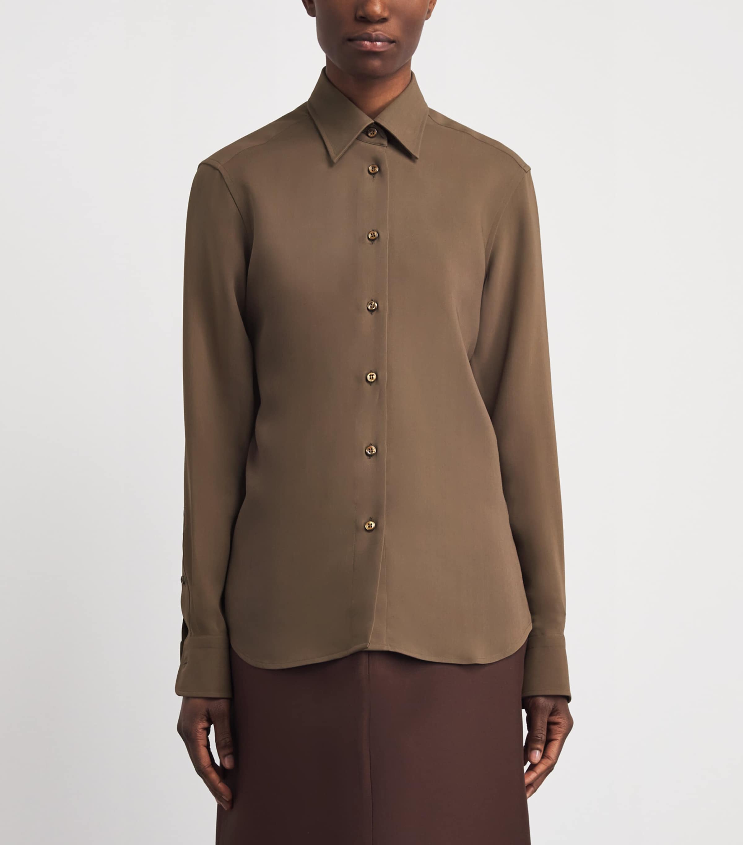 Brioni Womens Silk Button-Up Shirt Image 4