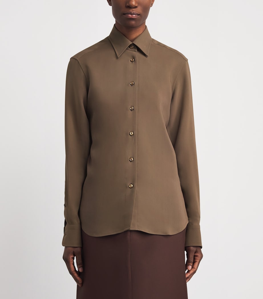 Brioni Womens Silk Button-Up Shirt Image 4