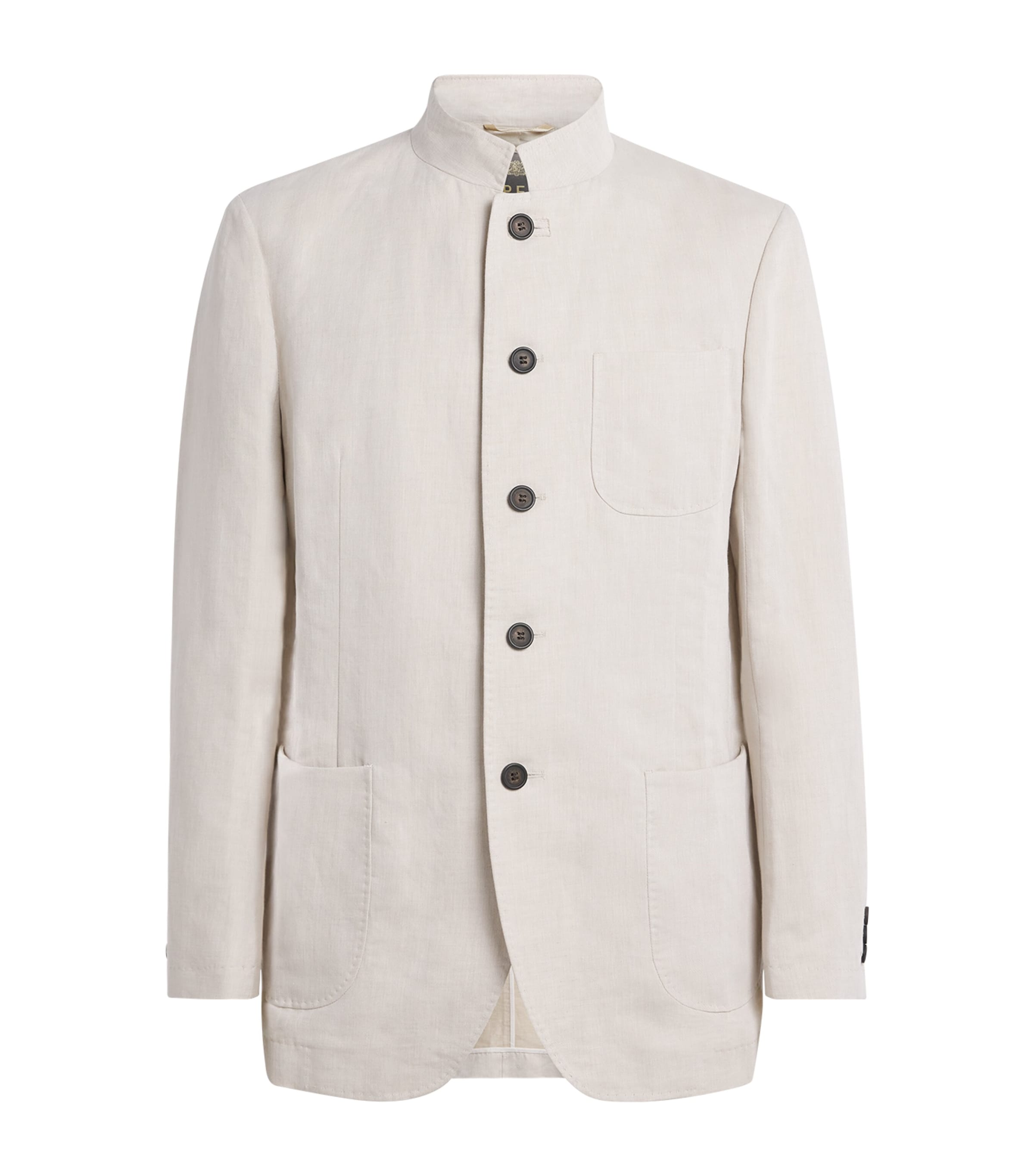 N.Peal Mens Linen-Cotton Portofino Overshirt Sand Image 1