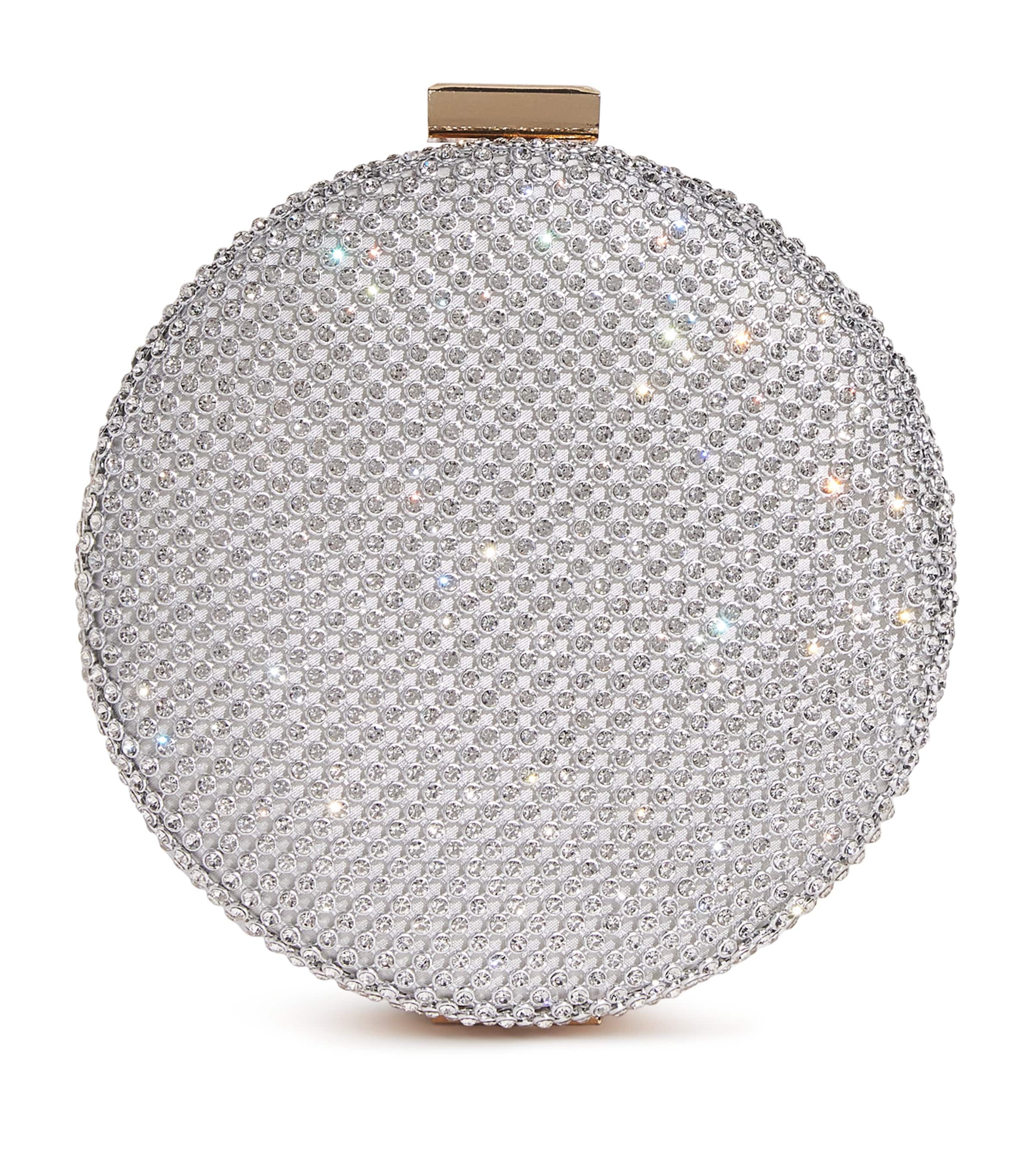 David Charles Diamanté Round Clutch Bag In Silver