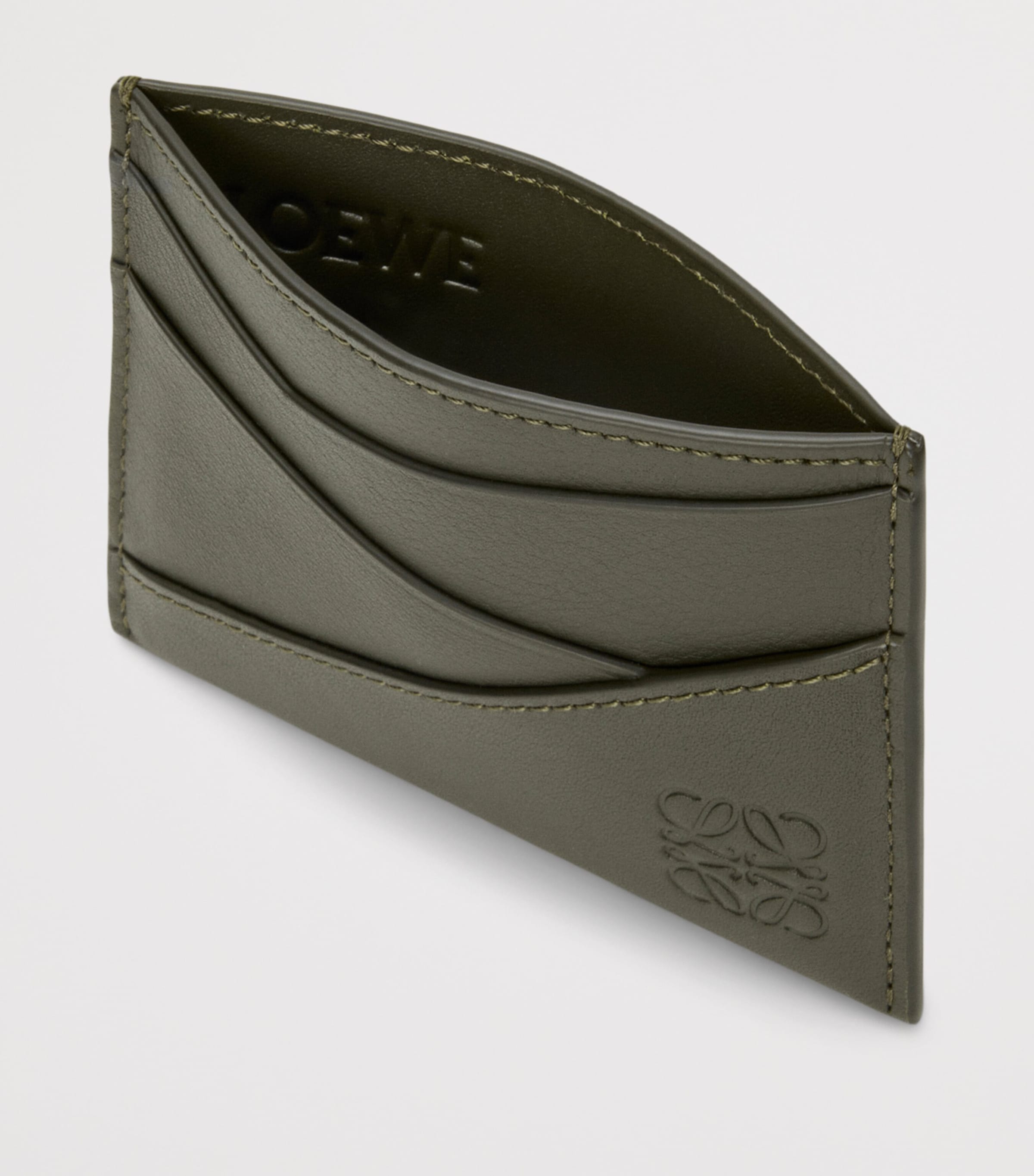 Leather Puzzle Edge Card Holder DARK KHAKI Image 3