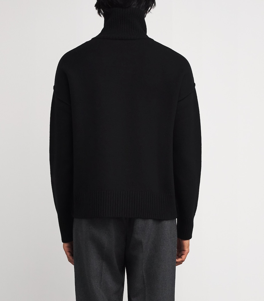 Virgin Wool Ami de Coeur Rollneck Sweater BLACK/RED/009 Image 4