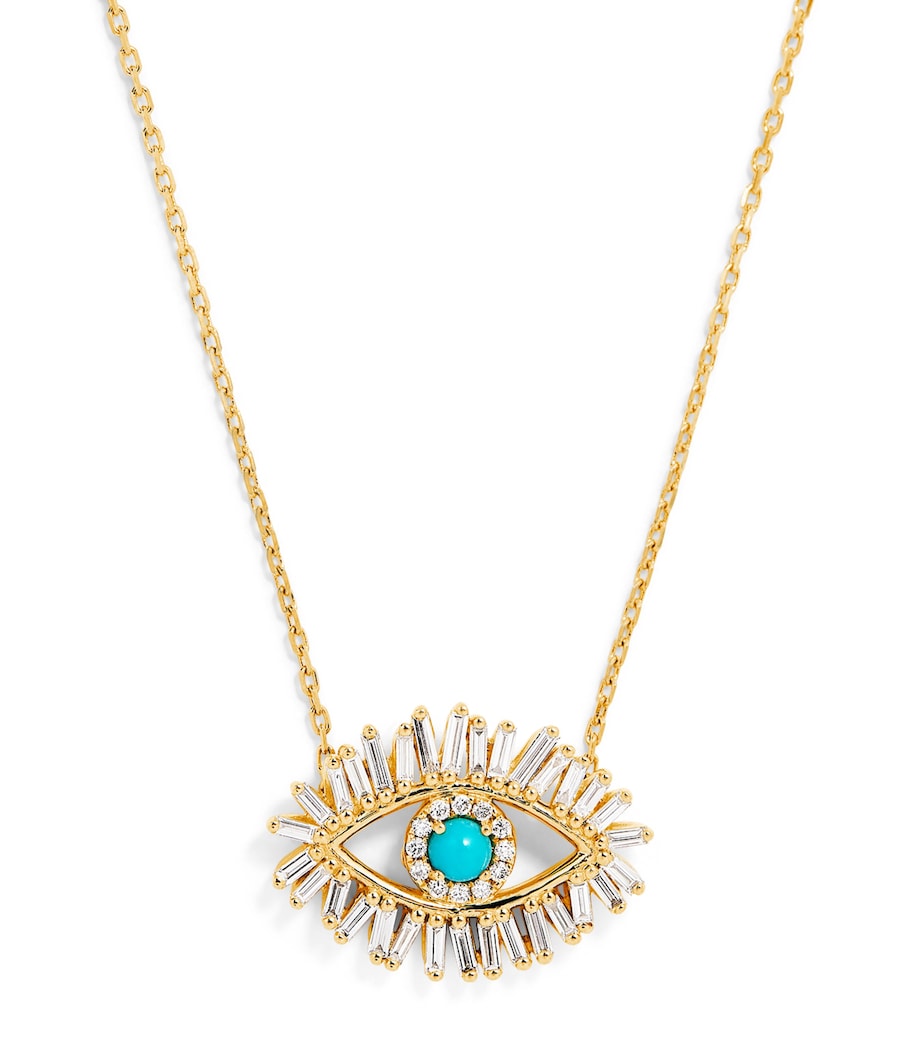 Suzanne Kalan Yellow Gold, Diamond and Turquoise Midi Evil Eye Pendant Necklace Yg/turq Image 1