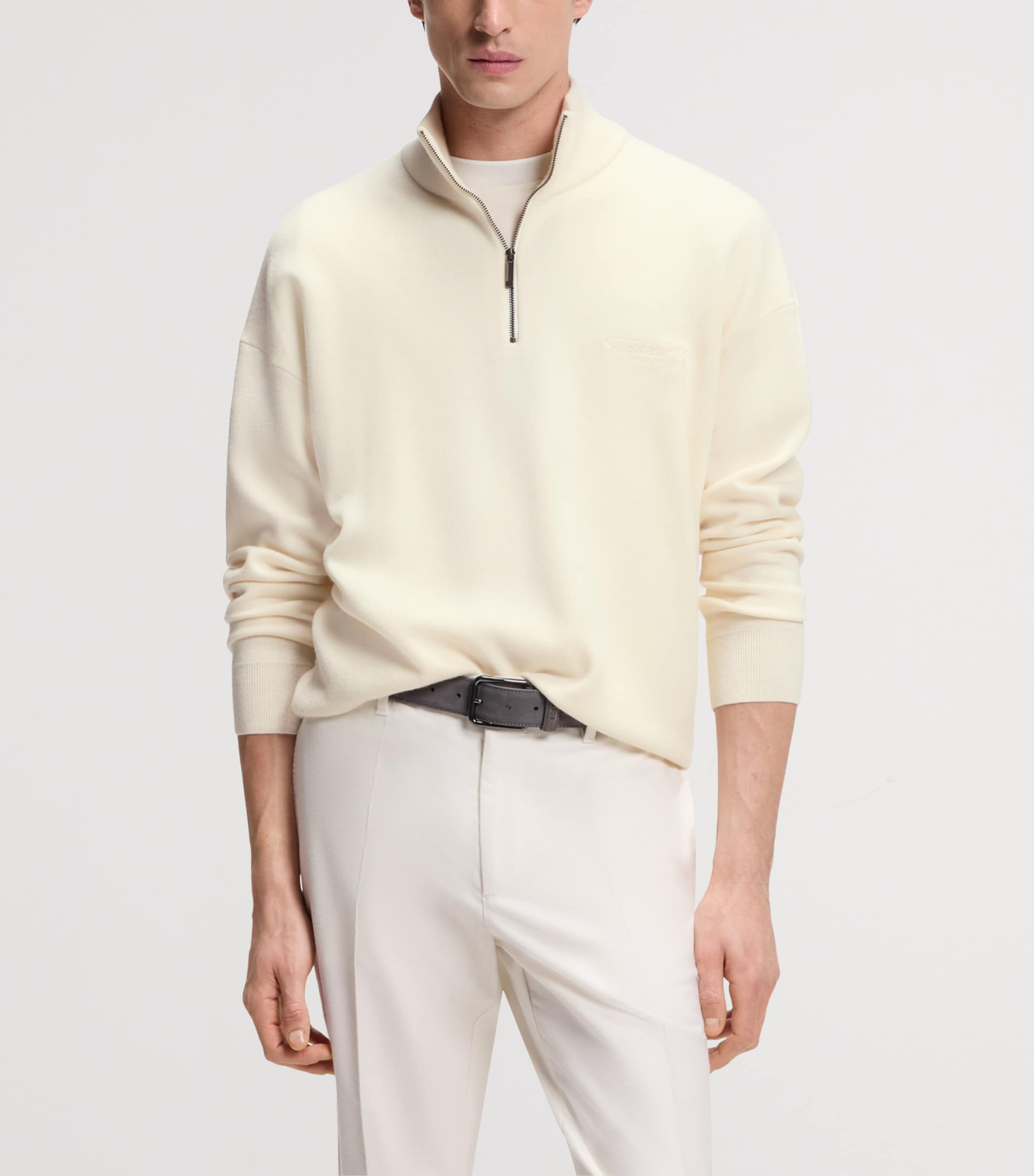 BOSS Mens x Aston Martin Wool Quarter-Zip Sweater Image 2