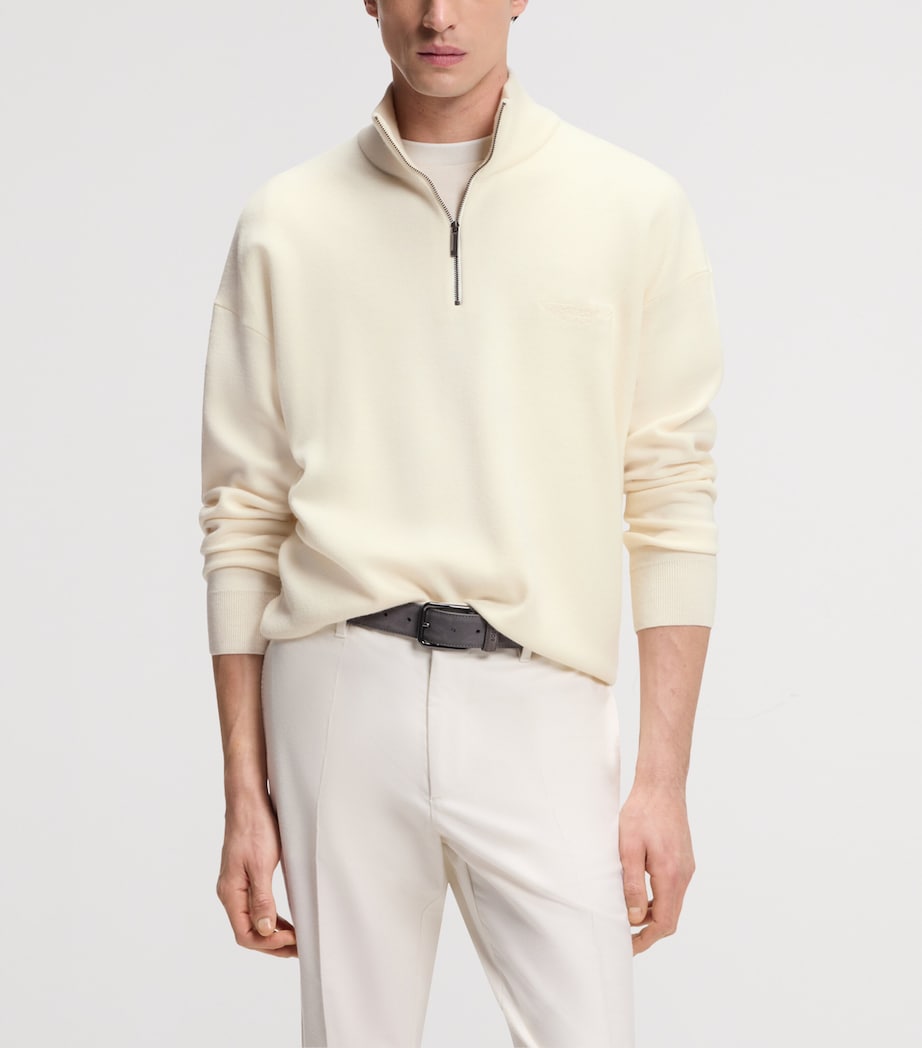 BOSS Mens x Aston Martin Wool Quarter-Zip Sweater Image 2