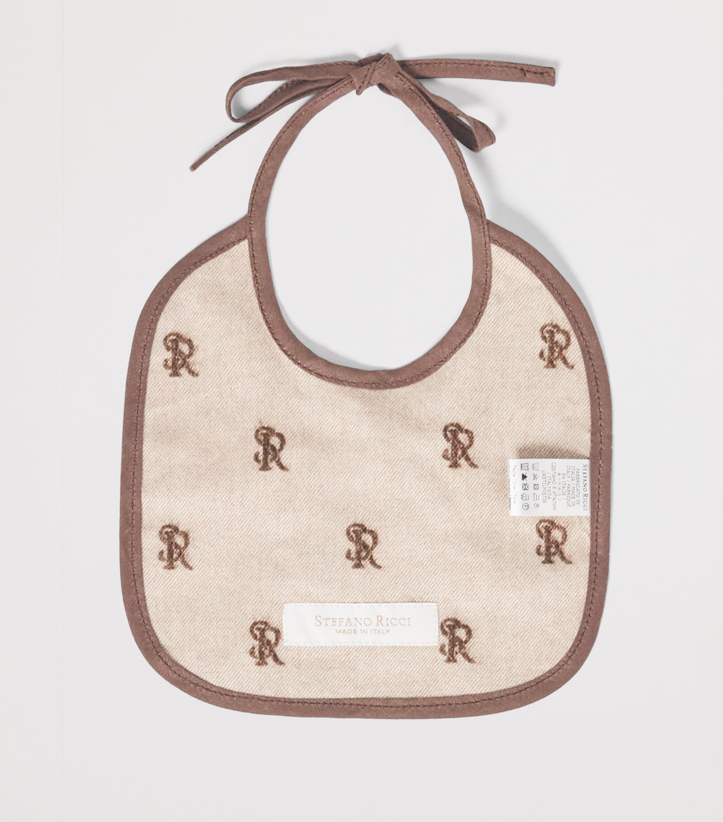 Cotton Teddy Bear Logo Bib 002BEIGE+BROWN Image 2