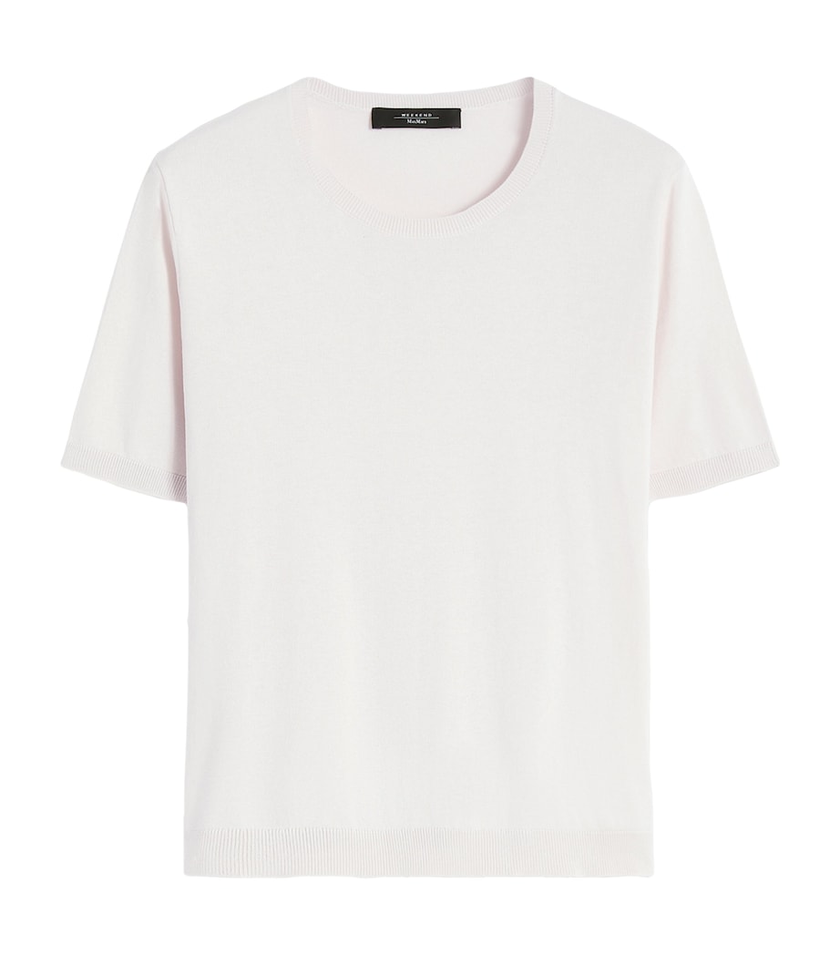Weekend Max Mara Womens Silk-Cotton Knitted Top Ecru Image 1