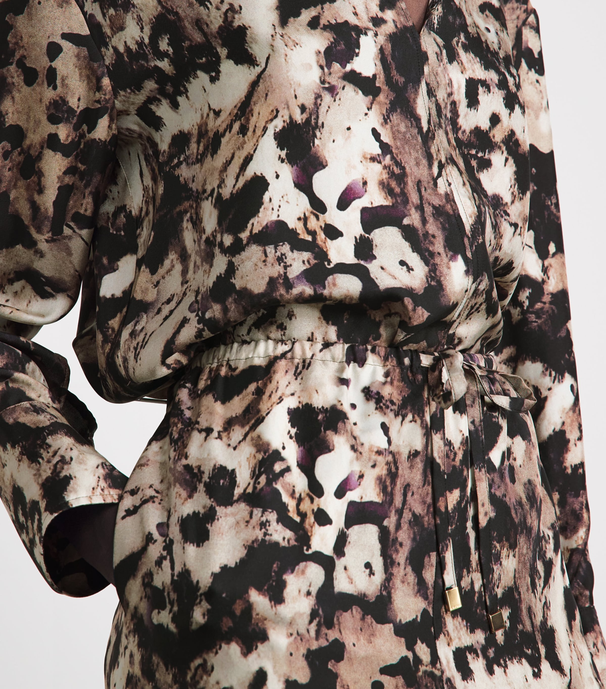 Agnona Womens Silk Printed Shirt Drk Bgdy Image 3