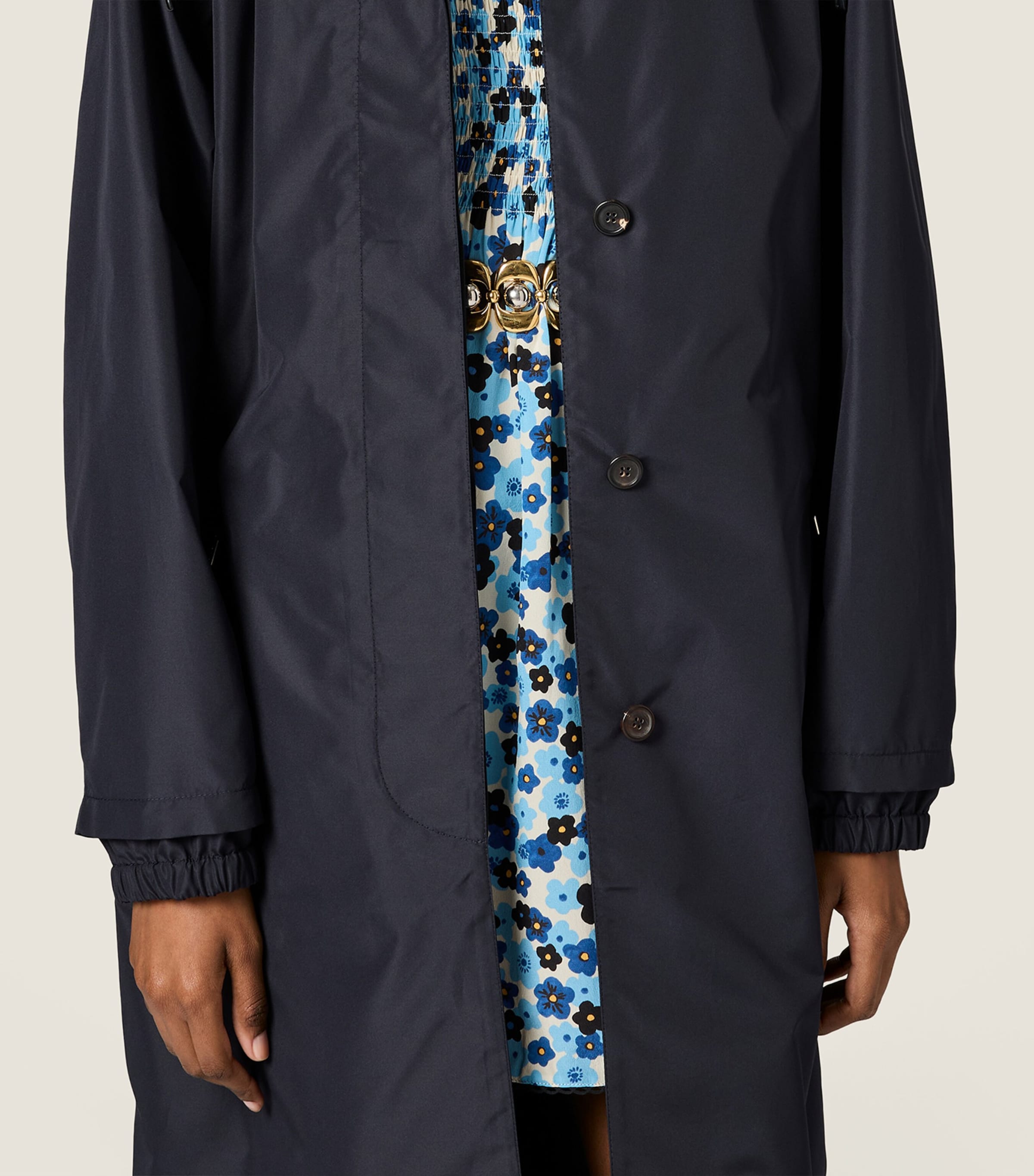 Miu Miu Womens Technical Hooded Coat Blue Image 4