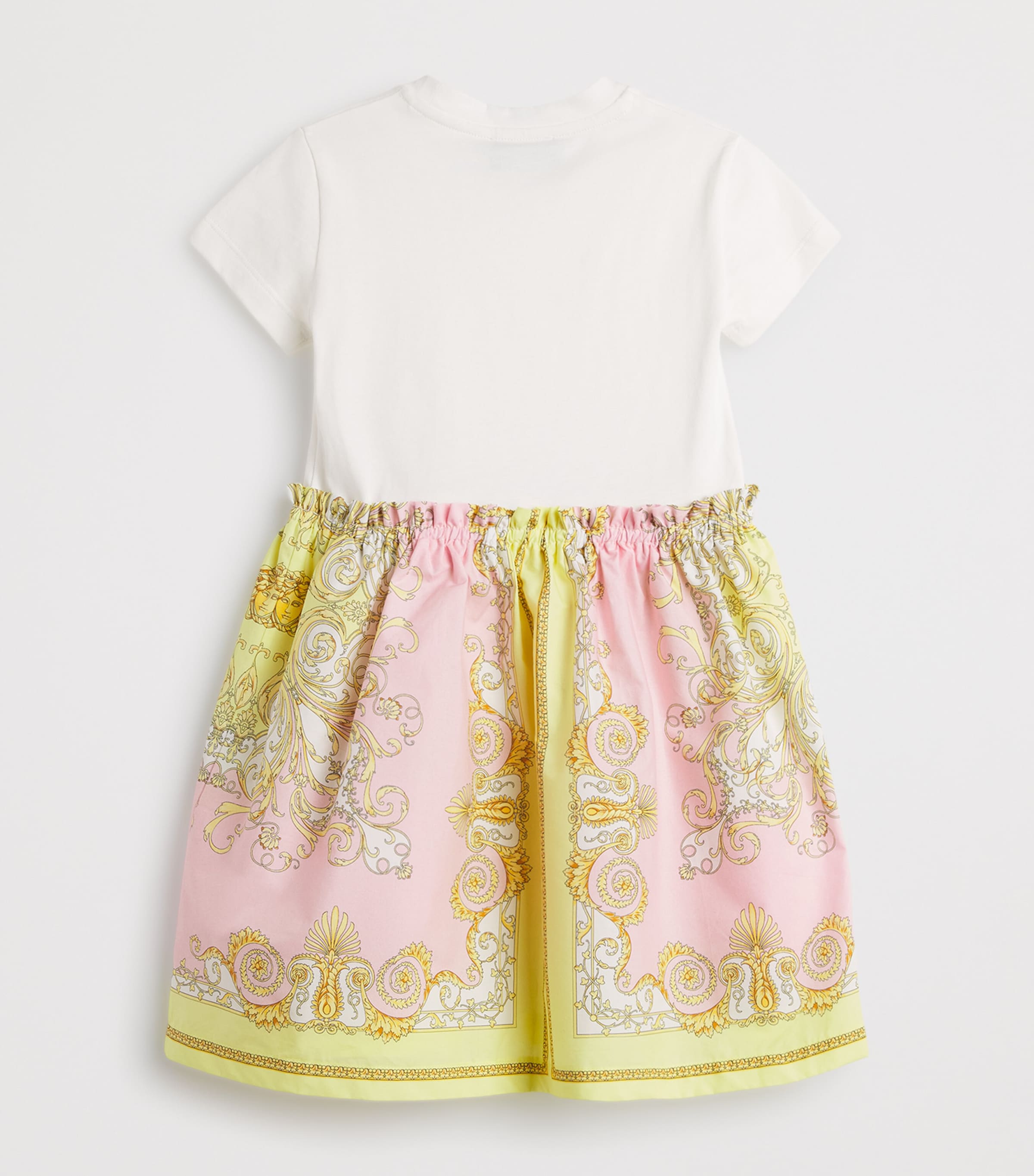 Cotton Barocco T-Shirt Dress (12 Months - 5 Years) 6WK10 WHT+YELL+PINK Image 2