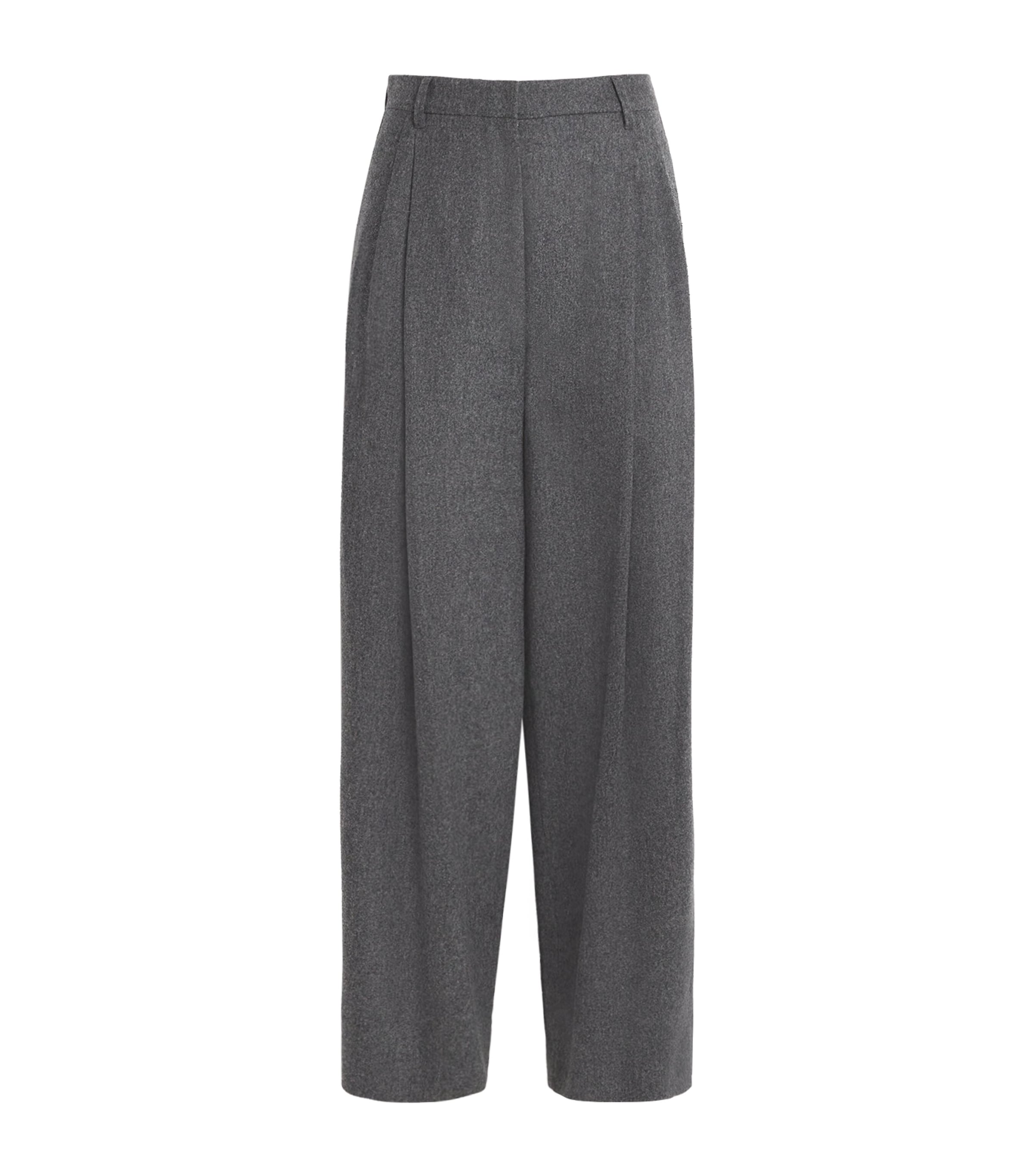Max Mara Stretch-wool Flannel Trousers In Gray