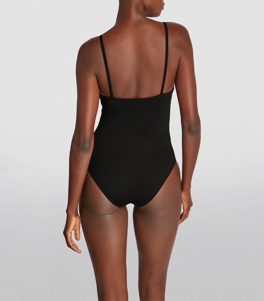 Square-Neck Aquarelle Swimsuit NOIR Image 3