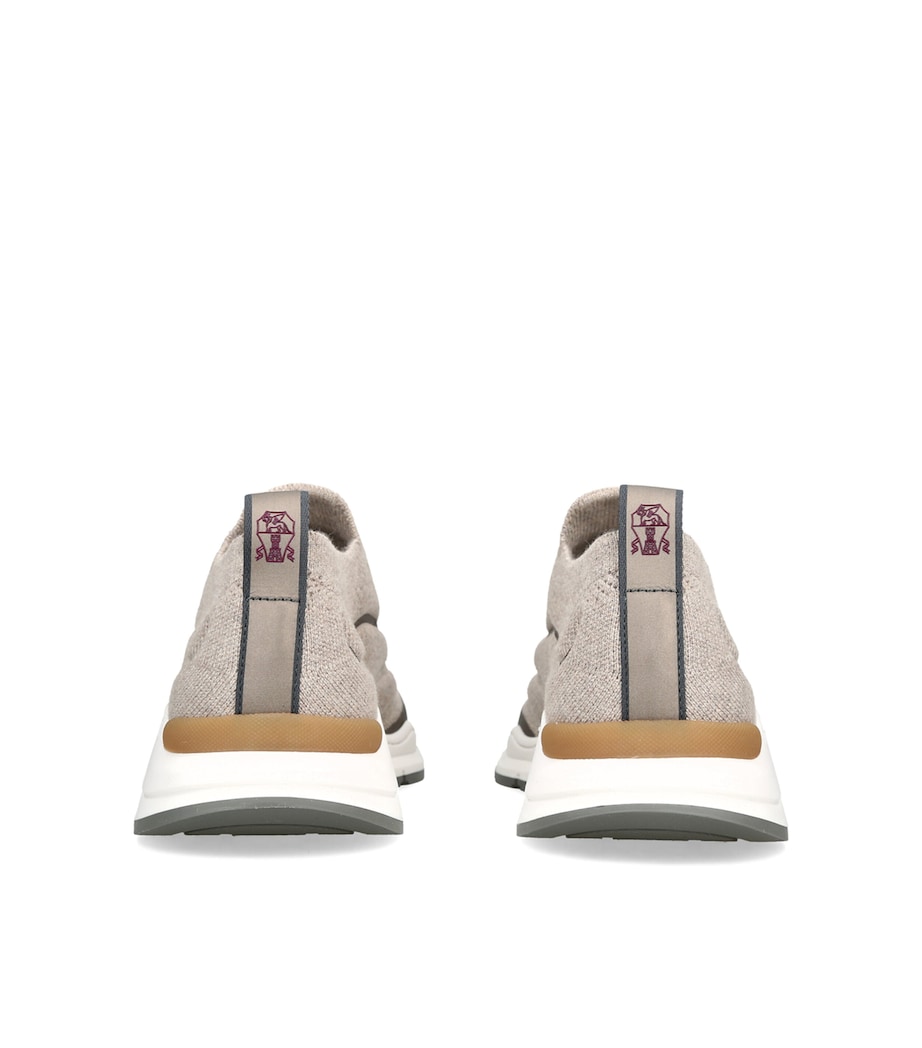 Brunello Cucinelli Kids Cotton Slip-On Sneakers Beige Comb Image 4