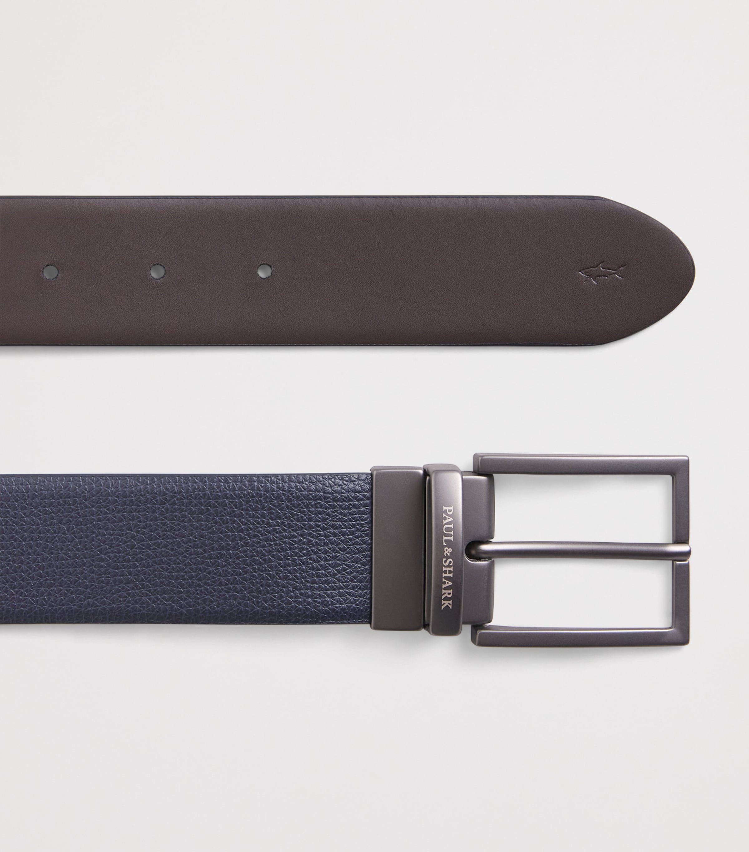 Paul & Shark Leather Reversible Belt Blue/dark Brown Image 3