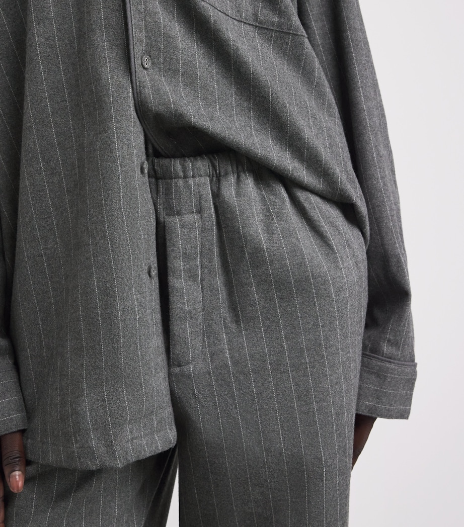 Flannel Pinstripe Long-Sleeve Pyjama Set HEATHER GREY STRIPE Image 4