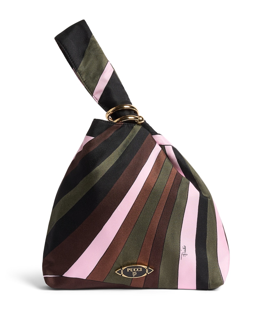 PUCCI Silk Iride Top-Handle Bag Khaki Pink Image 1