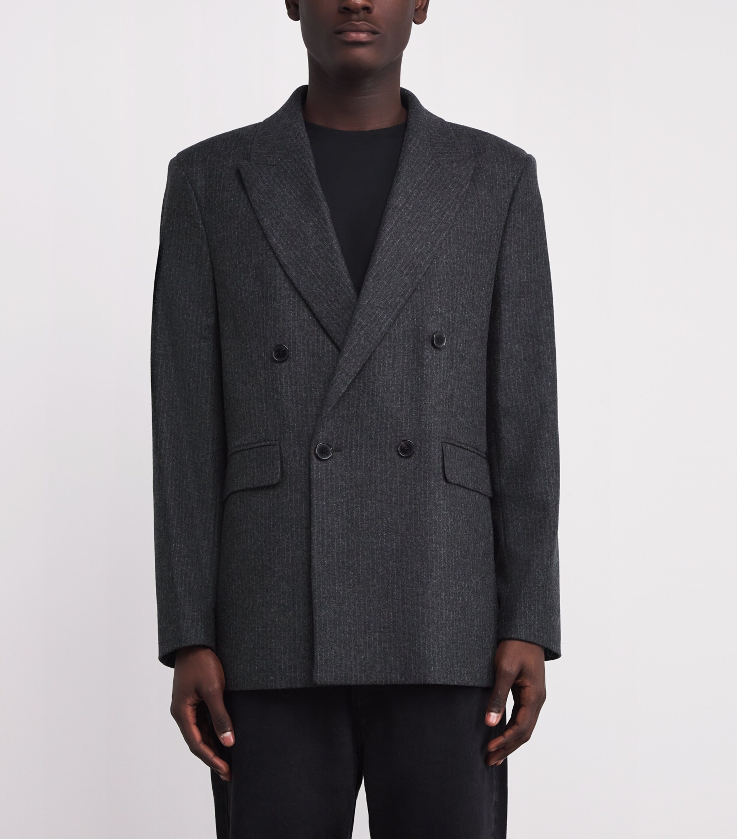 Wool-Blend Pinstripe Blazer DKGR Image 3