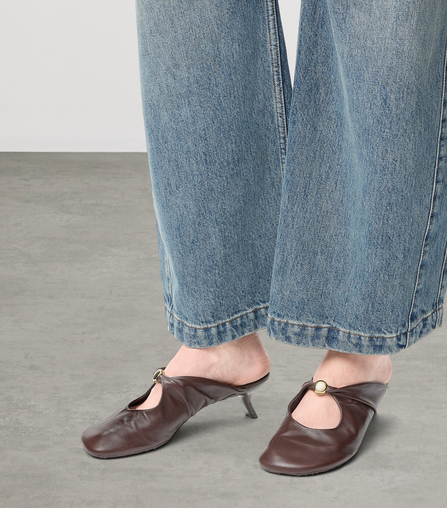 Lambskin Pebble Soft Heeled Mules 45 BROWNIE Image 5