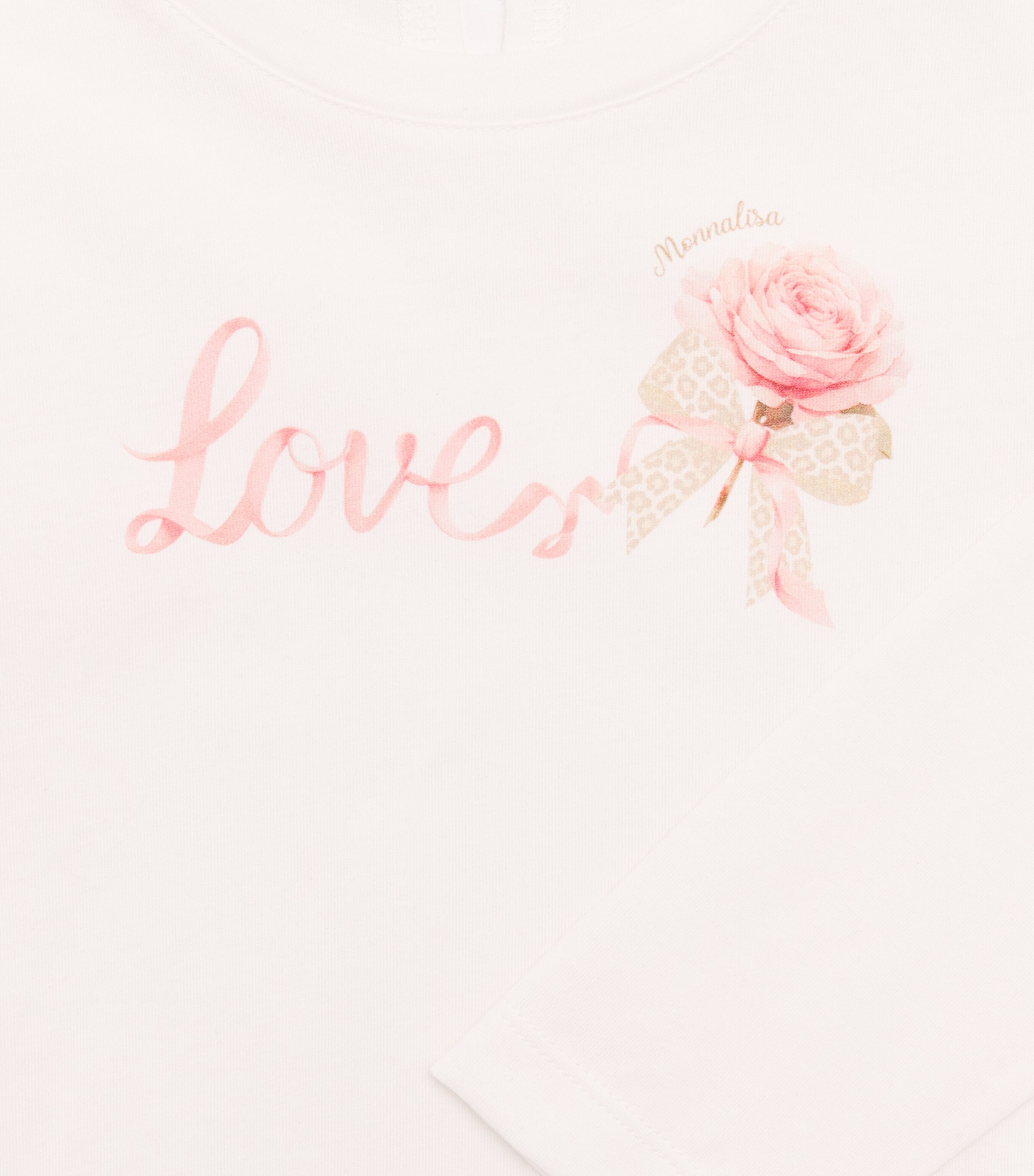 Monnalisa Cotton Love Print T-Shirt (3 Months-6 Years) Panna Image 3