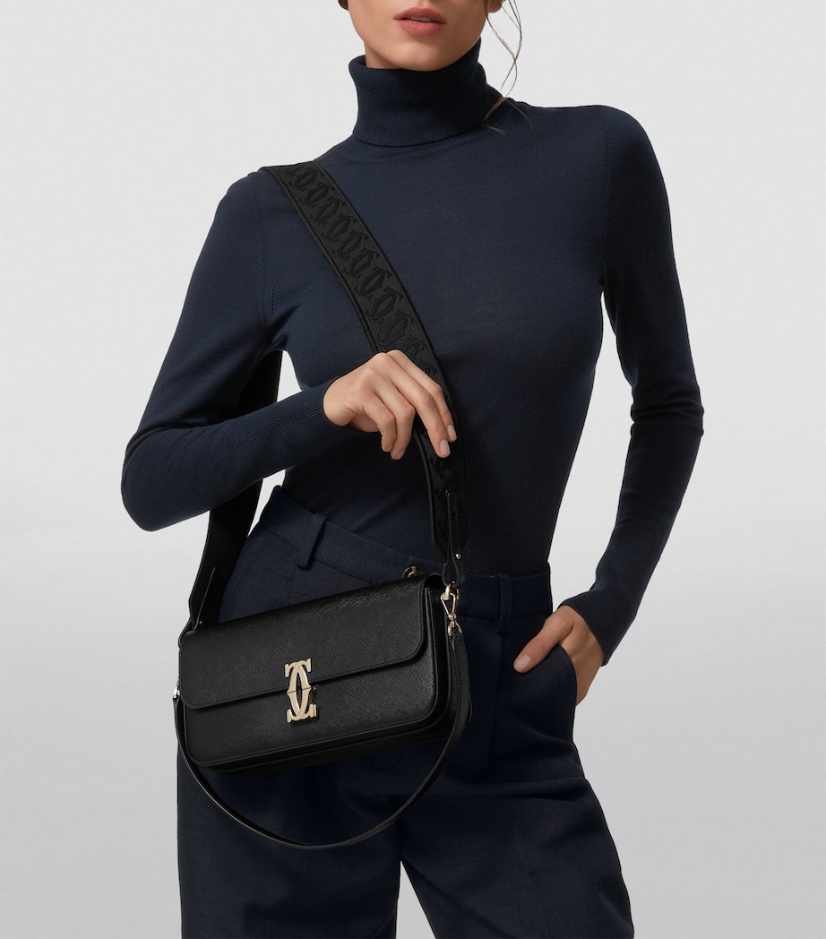 Leather C de Cartier East-West Shoulder Bag BLACK Image 3