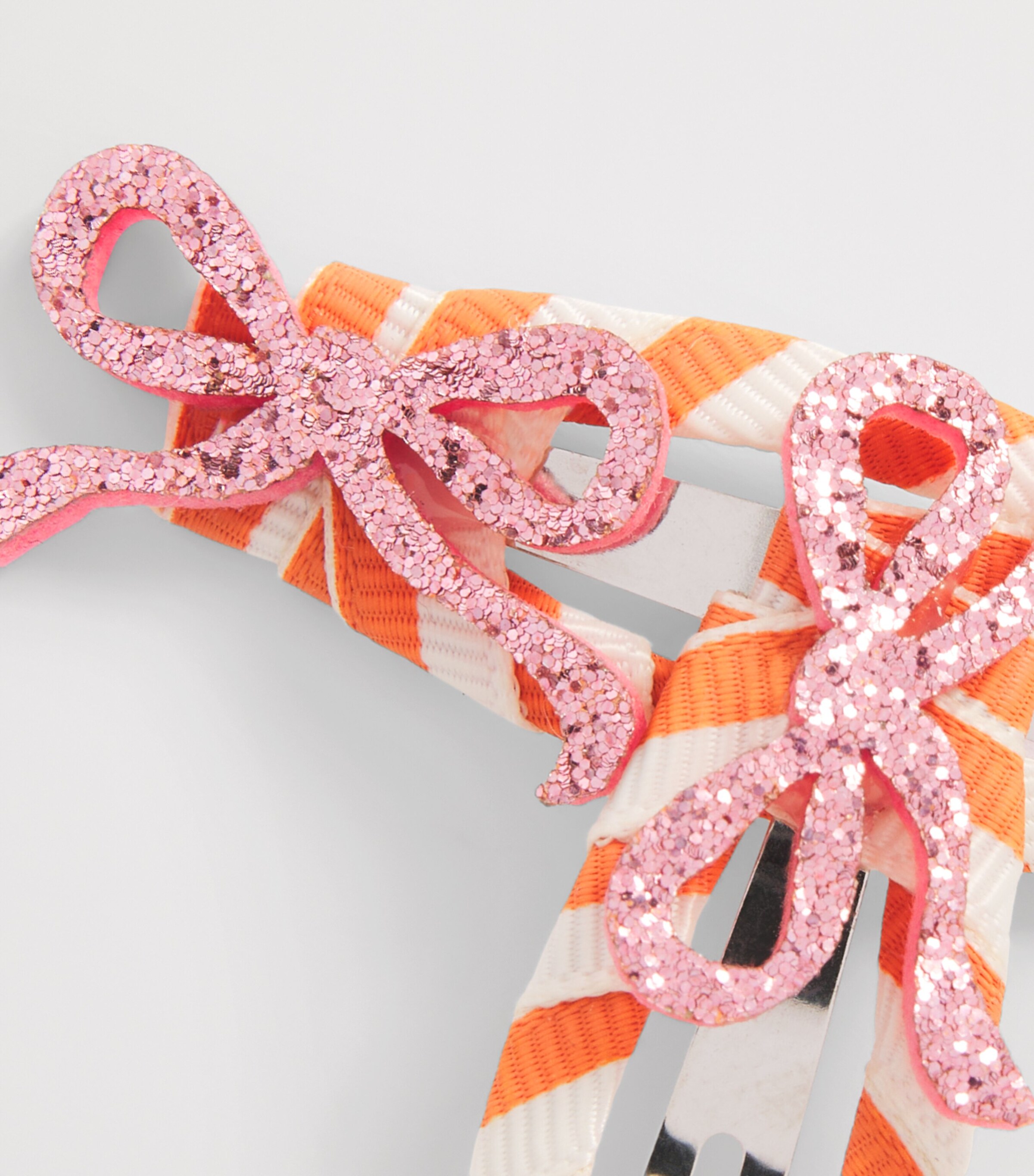 Rockahula Stripe Glitter-Bow Hair Clips Pink Image 2