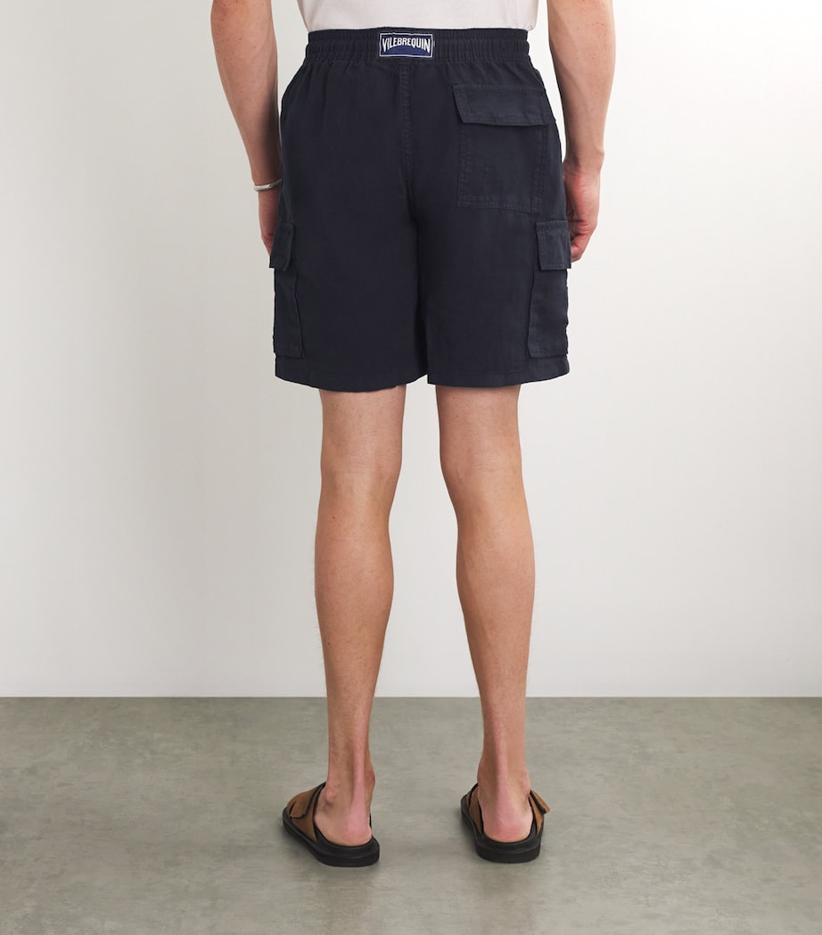 Linen Cargo-Pockets Baie Shorts 390 NAVY Image 4