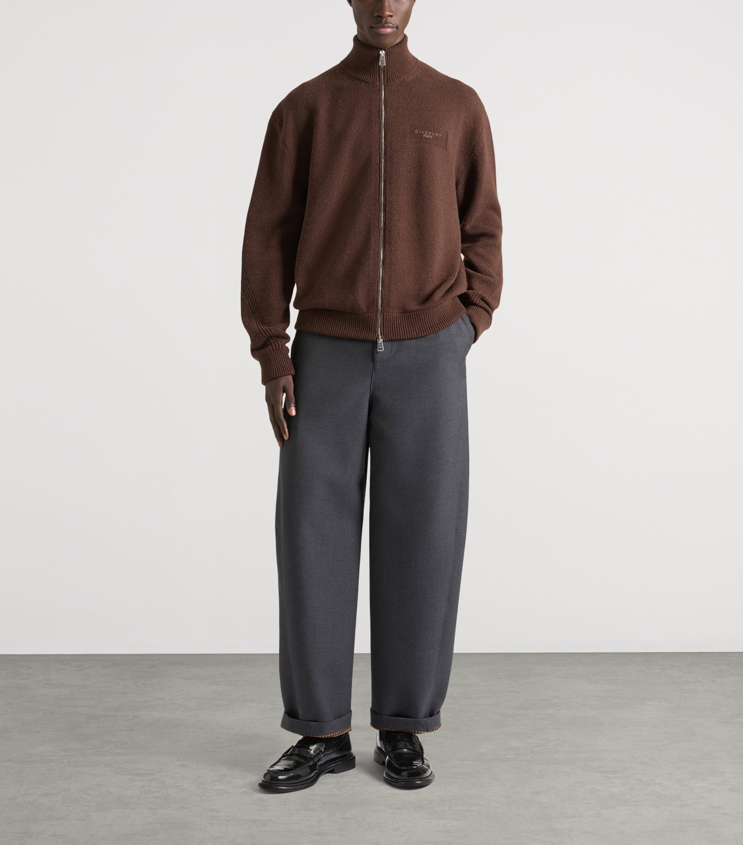Givenchy Mens Wool-Silk Couture Seam Trousers Image 3