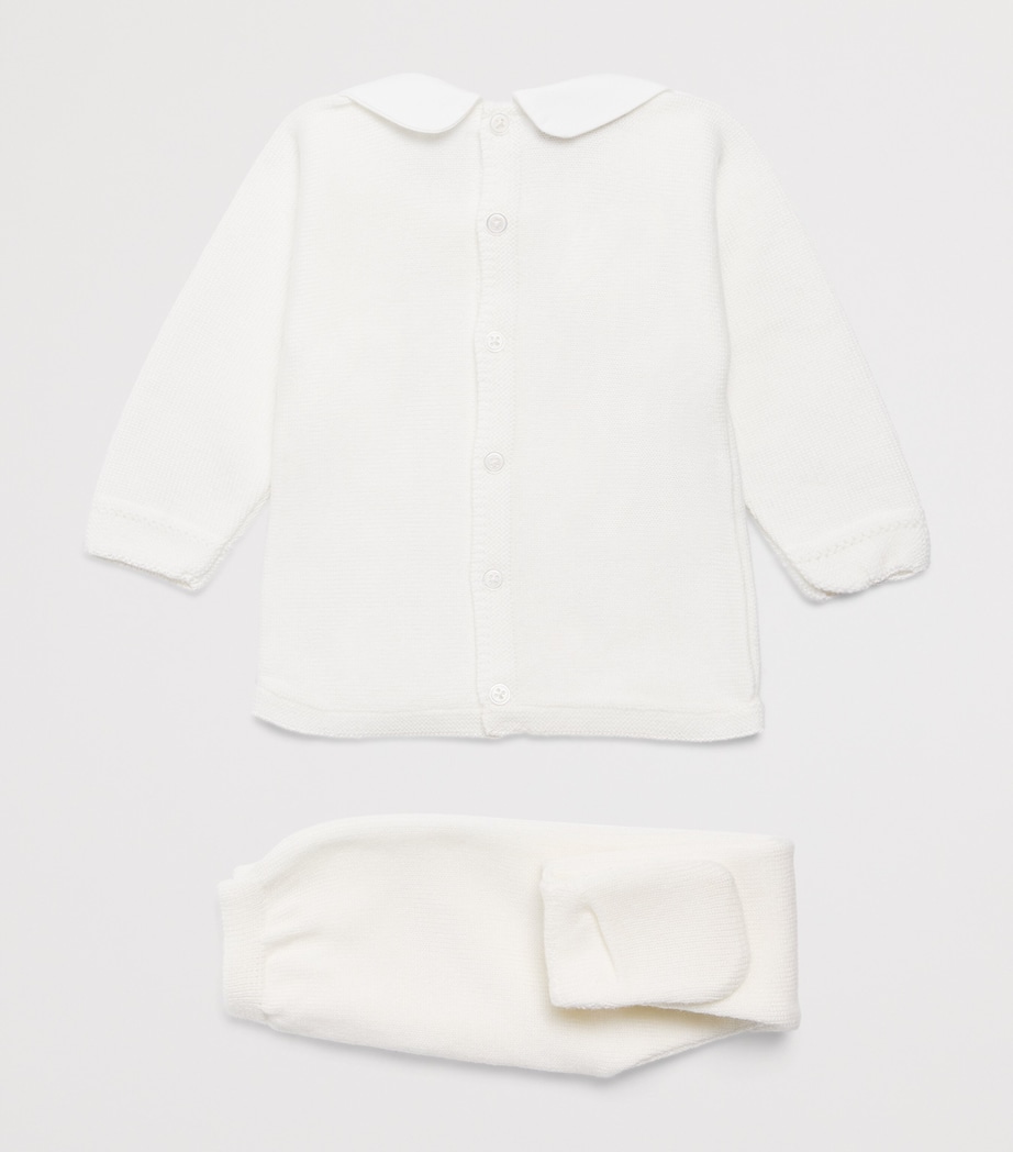 Paz Rodriguez Cotton Sweater and Trousers Set (0-12 Months) Cream/cream Image 2