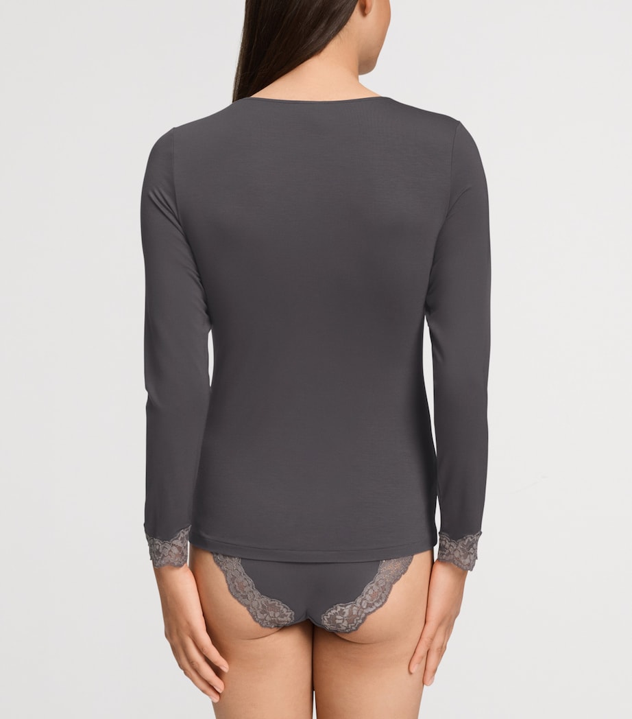 Hanro Womens Lace-Trim Long-Sleeve T-Shirt Boulevard Image 5