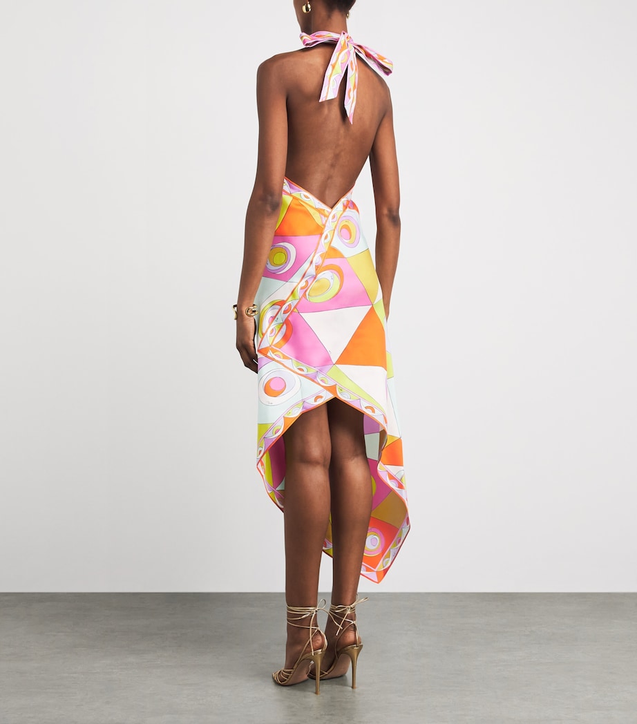 PUCCI Womens Silk Printed Halterneck Midi Dress Image 4