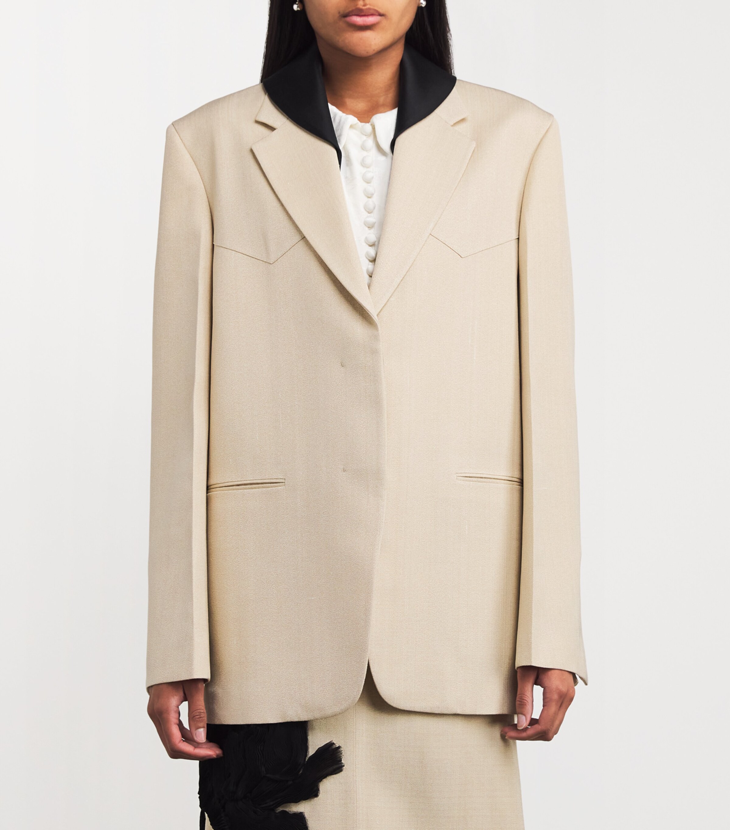 スーツ JIL SANDER Women Suit Jackets J03BN0105J41136219 Beige Jil Sander Inner Pocket One Button Blazer women - Glamood Outlet
