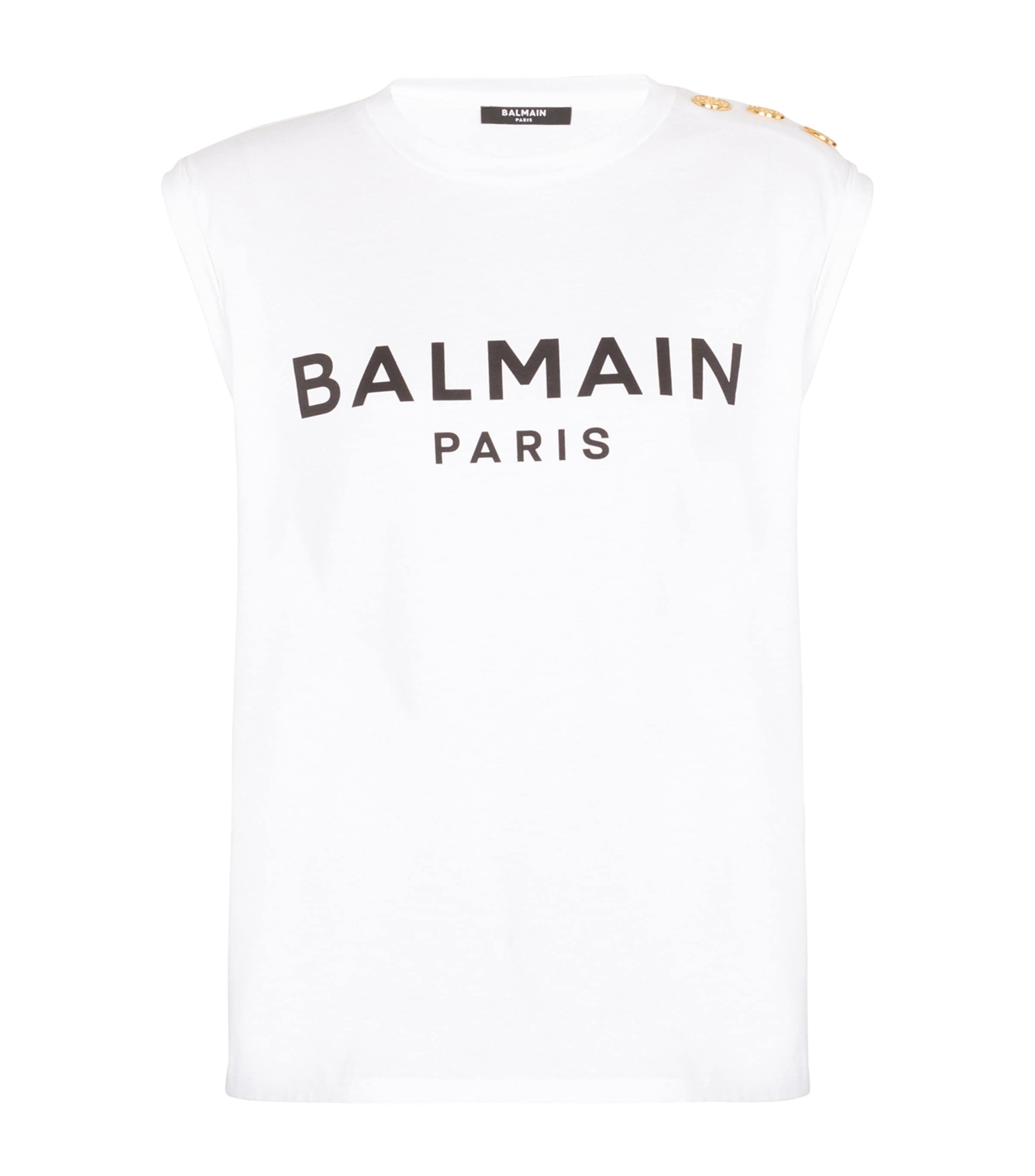 Shop Balmain Logo Paris Tank Top In White