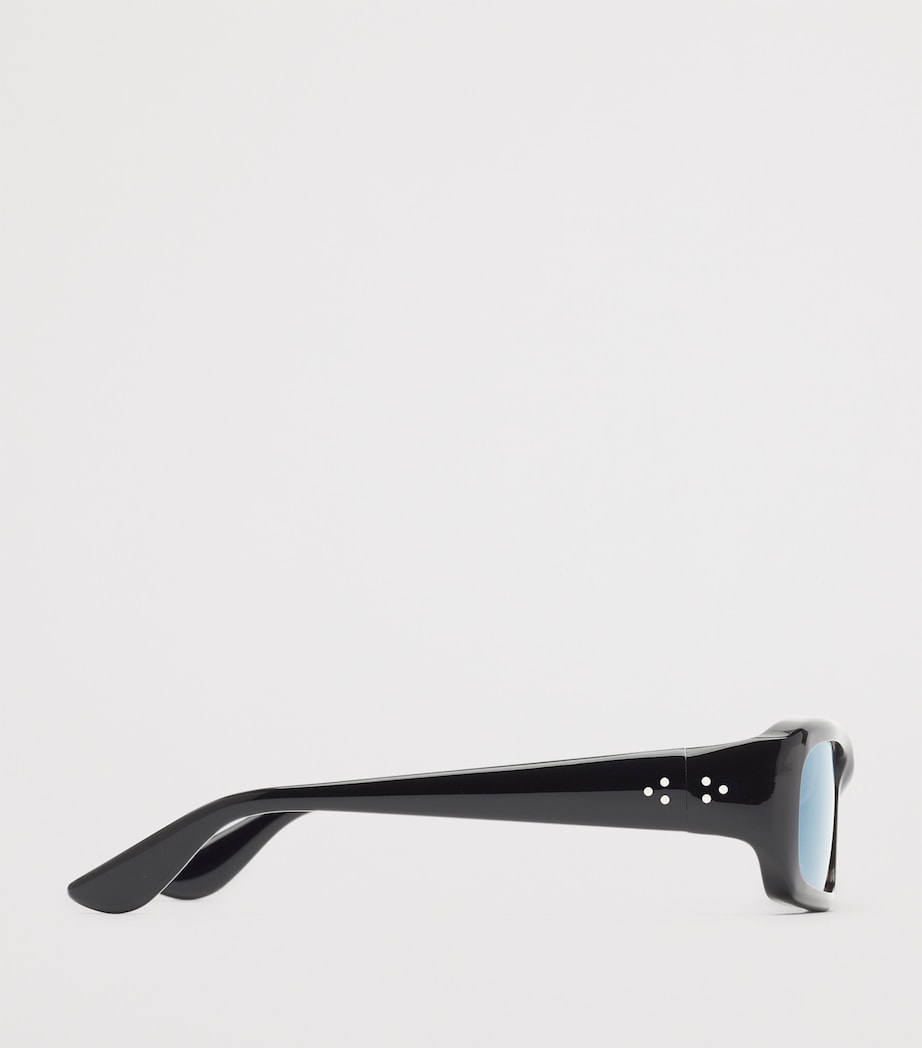 Acetate Mektoub Sunglasses BLACK/RIF BLUE LENS Image 4
