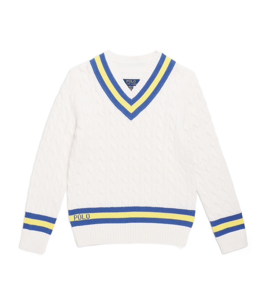 Ralph Lauren Kids Stripe-Detail Cable-Knit Dress (2-7 Years) Deckwash W Image 1