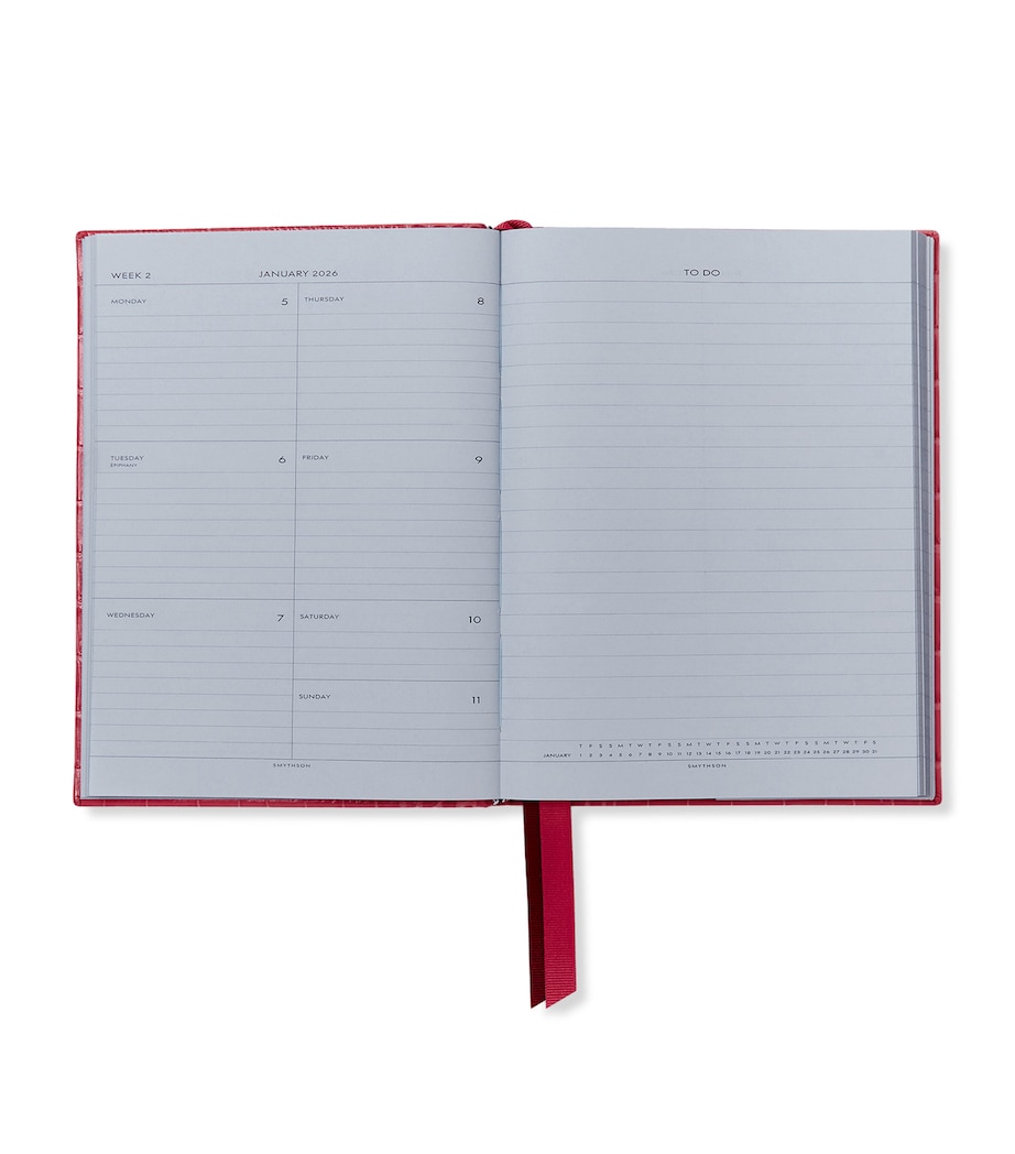 Croc-Embossed Mara Leather A5 Soho Diary 2026 RASPBERRY Image 2