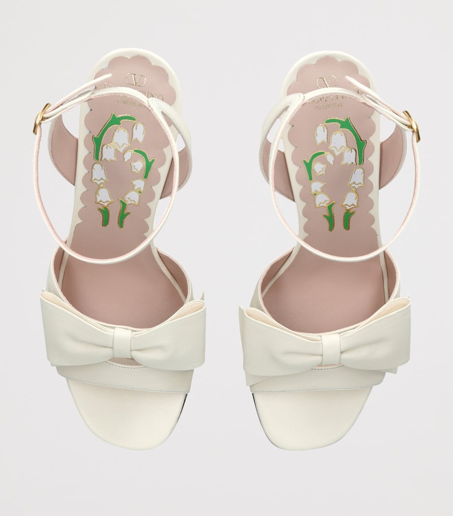 Leather Bow-Detail Bowow Heeled Sandals 95 BONE Image 4