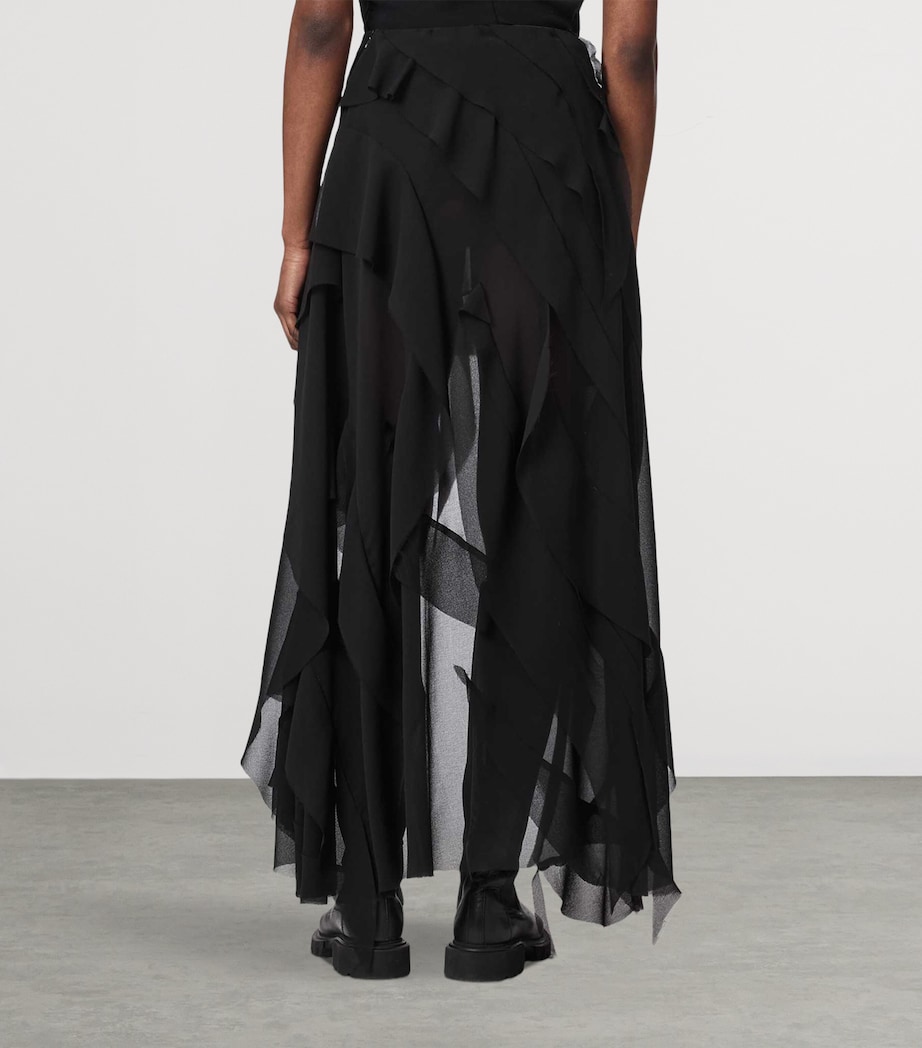 AllSaints Womens Asymmetric Ruffle Melody Skirt Black Image 4