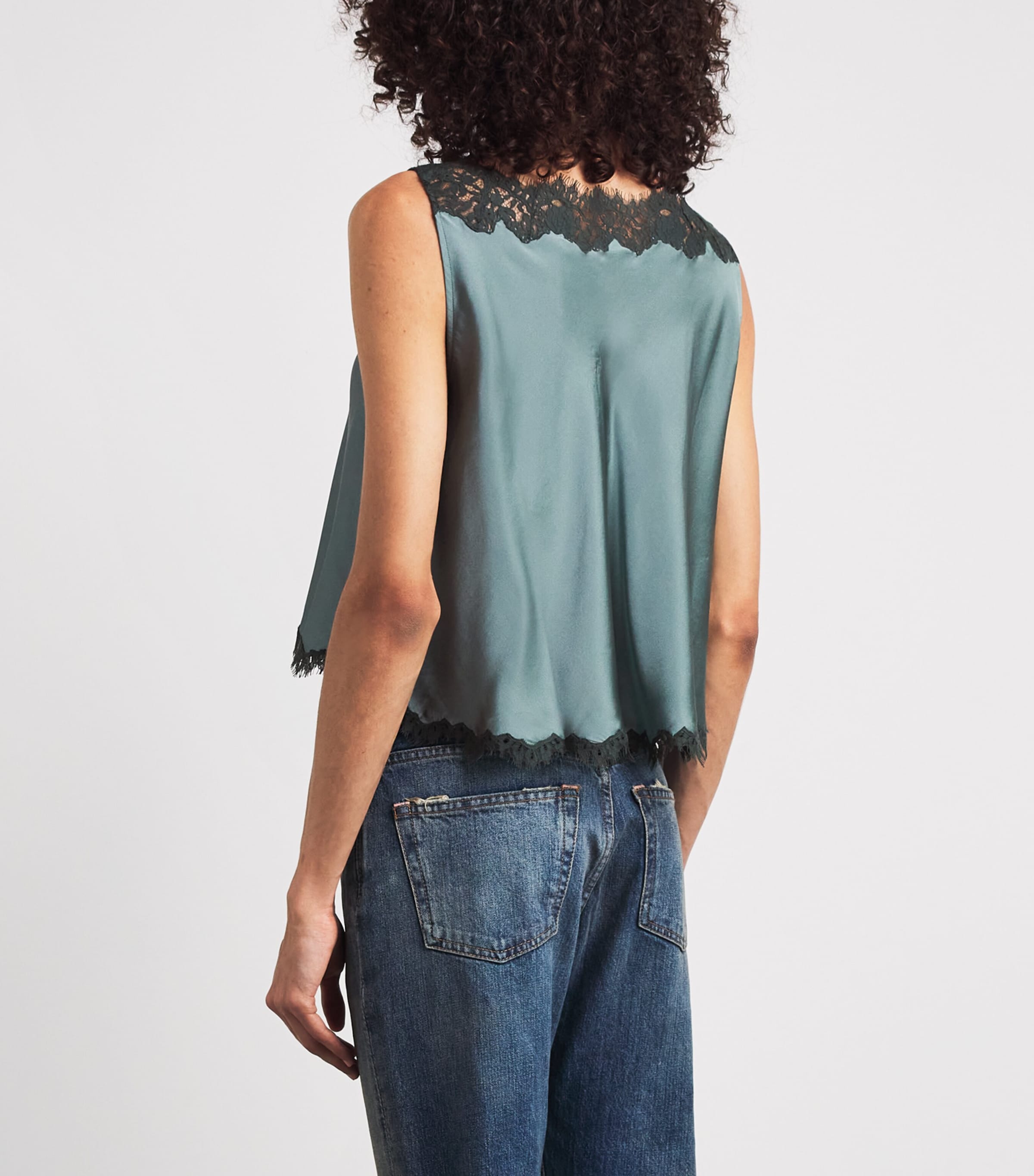 DÔEN Womens Silk Valerina Top Dulac Green Image 5