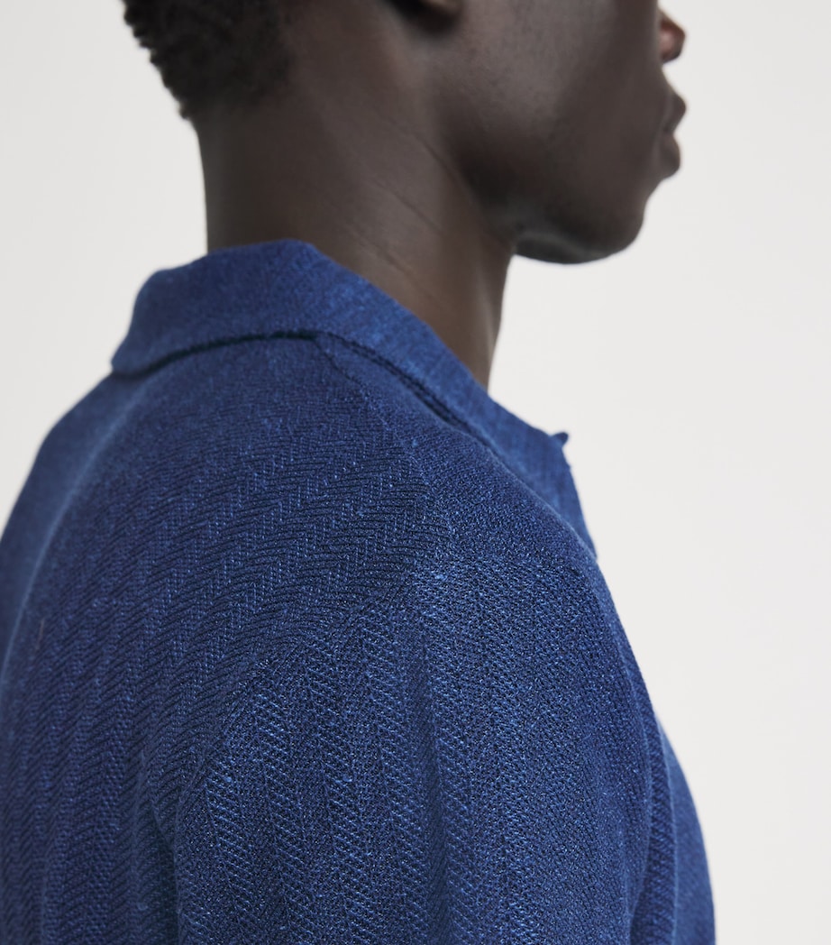 JACOB COHËN Mens Geometric Polo Shirt Navy Image 3