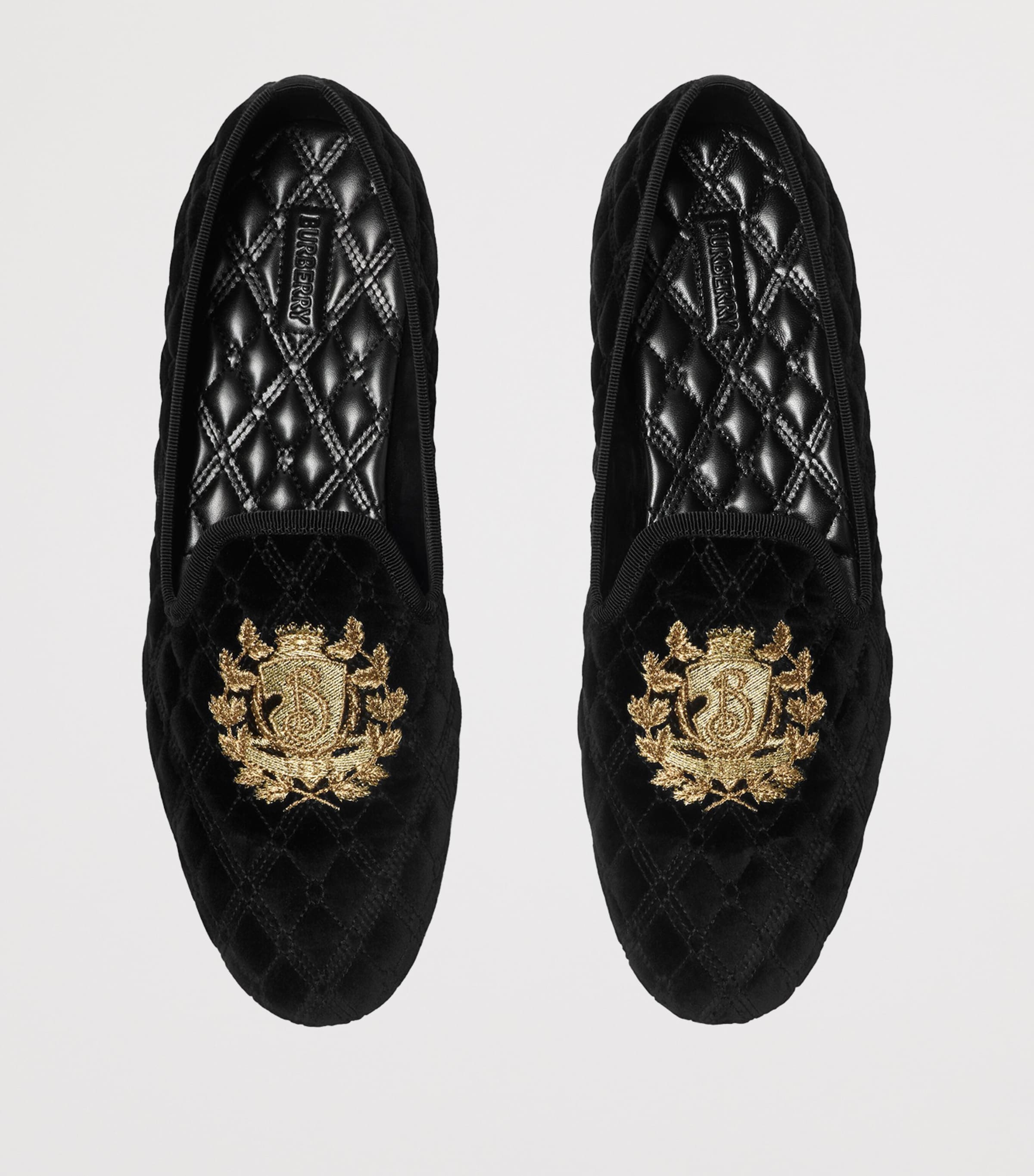 Velvet Quilted Slippers BLACK Image 4