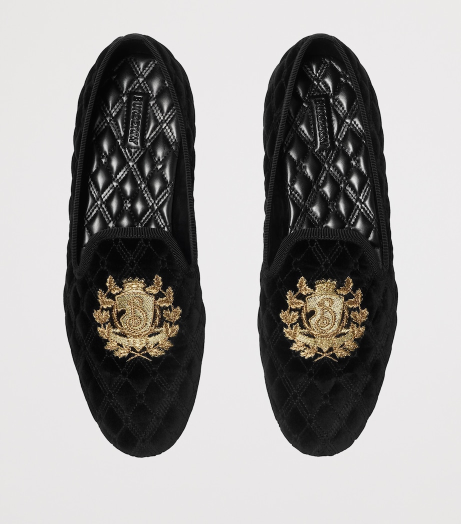 Velvet Quilted Slippers BLACK Image 4