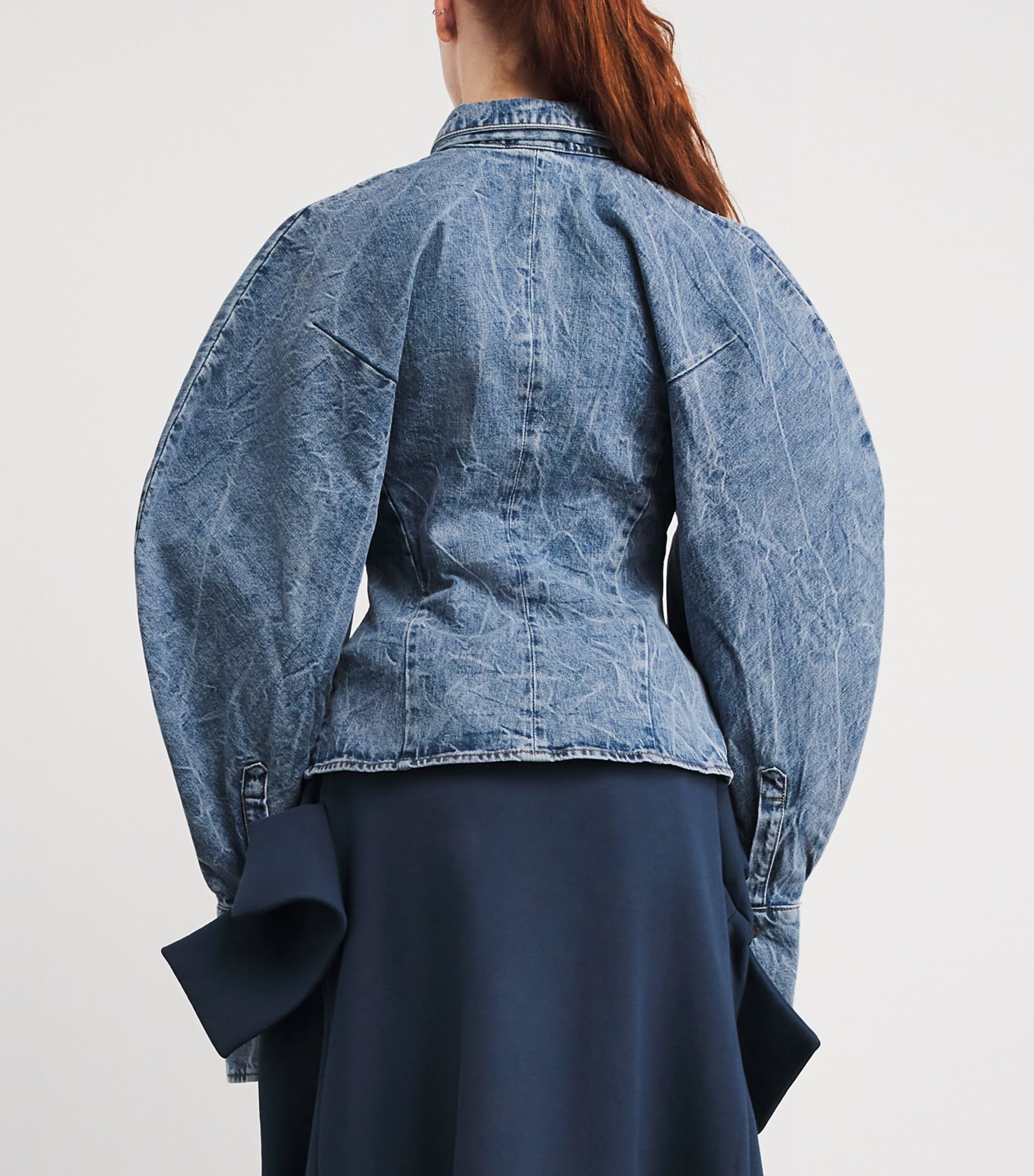 Tie-Detail Denim Shirt INDIGO ACID WASH Image 4