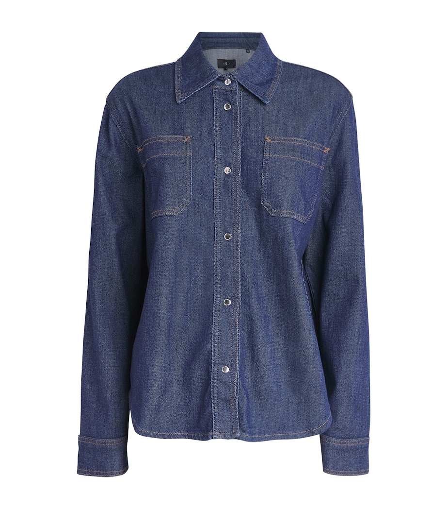 7 For All Mankind Womens Utility Denim Shirt Halona Image 1
