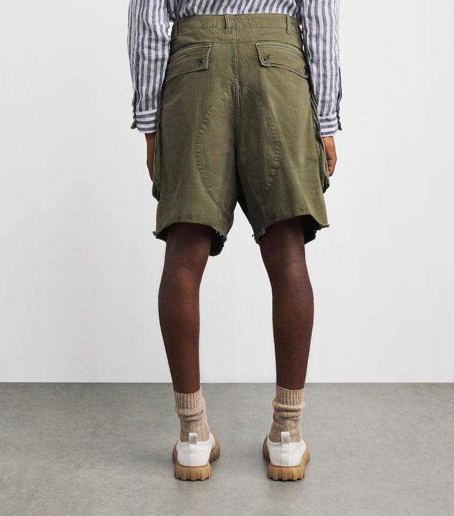 Cotton Relaxed Utility Cargo Shorts GREEN Image 4