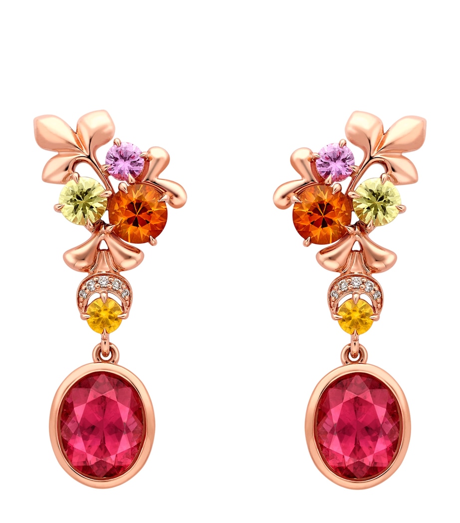 Boodles Rose Gold, Diamond, Tourmaline and Sapphire Silk Mantua Palace Earrings Pink Image 1