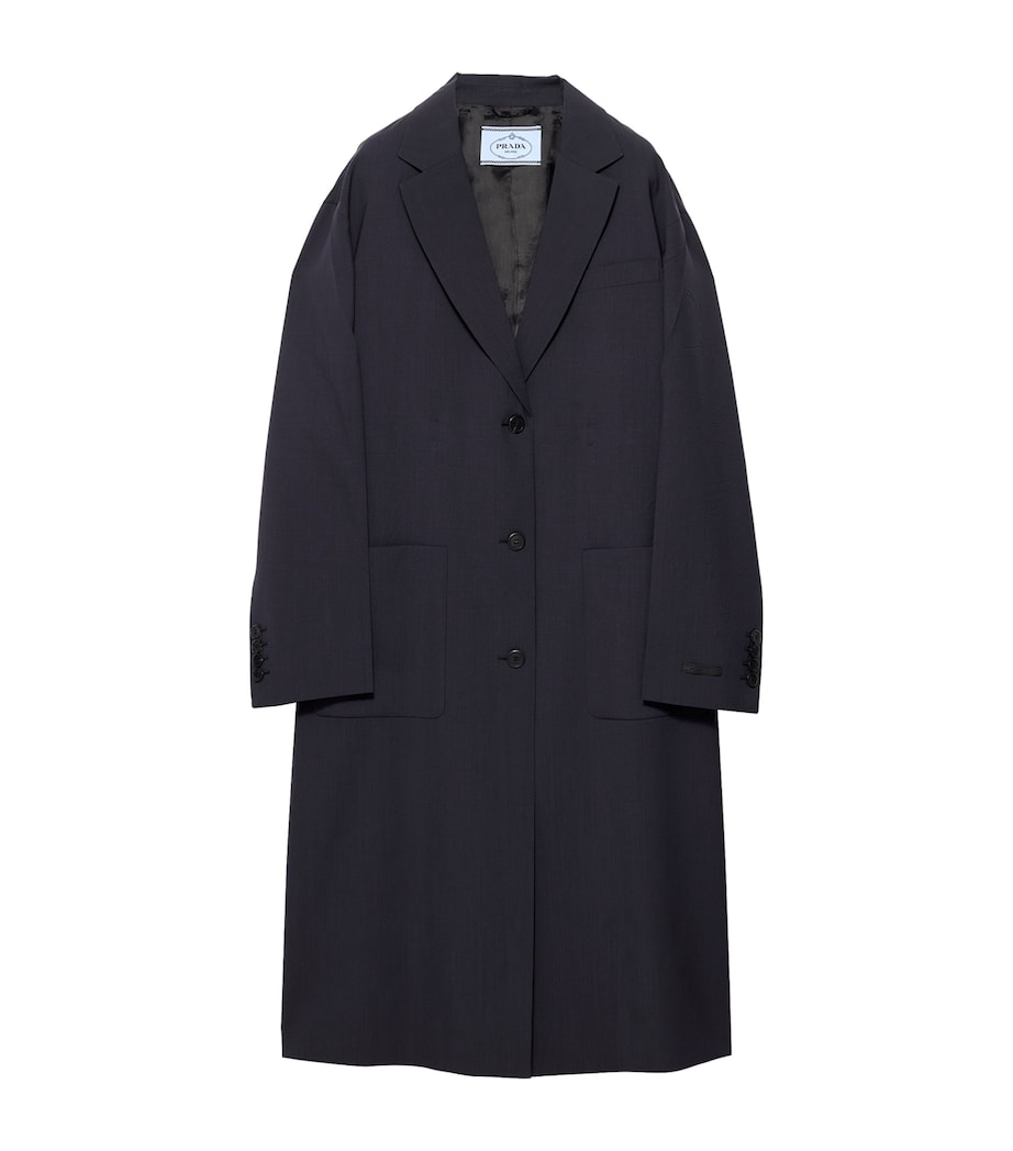Prada Womens Virgin Wool Trench Coat Image 1