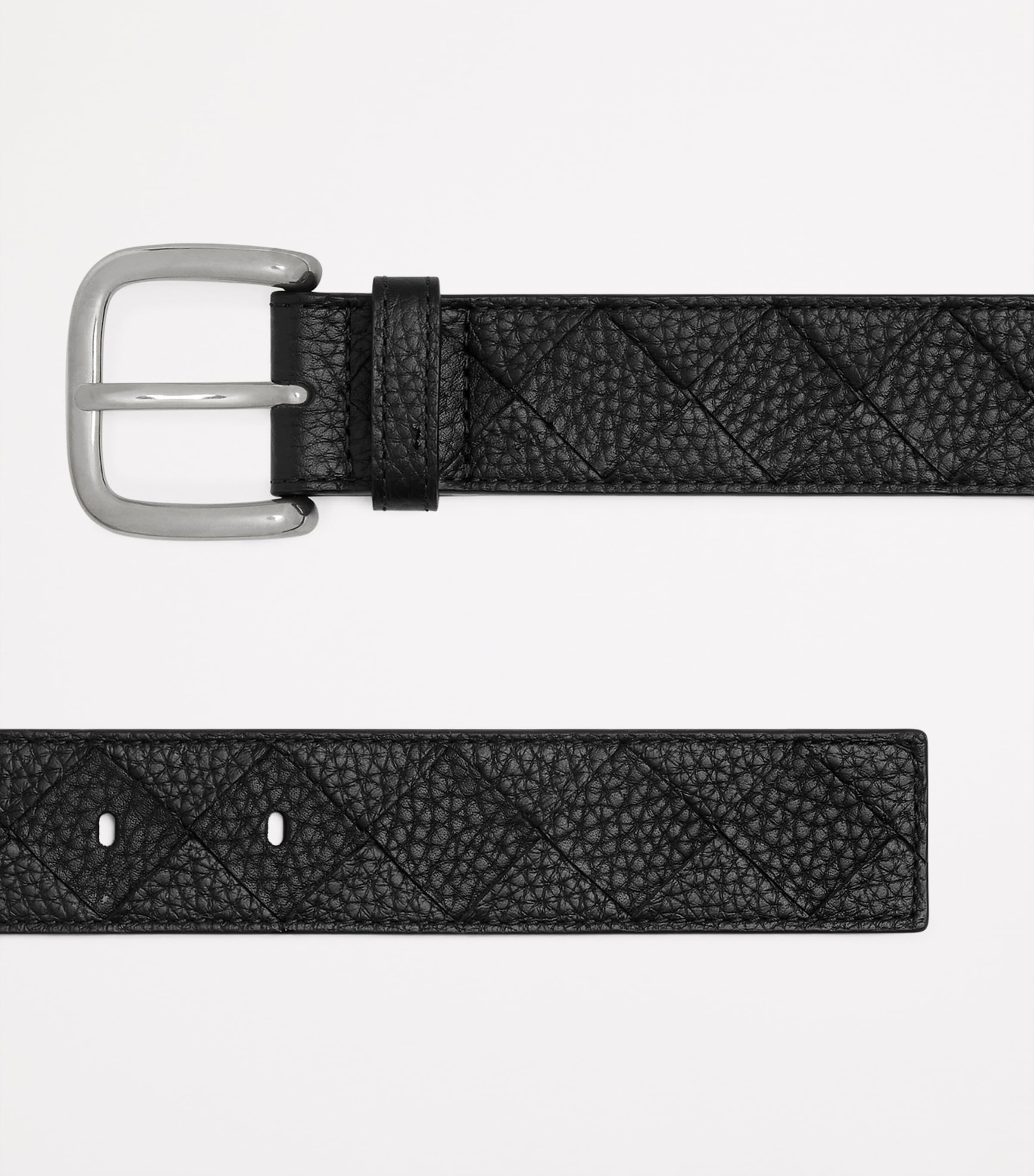 Bottega Veneta Grained Leather Intrecciato Belt Image 3