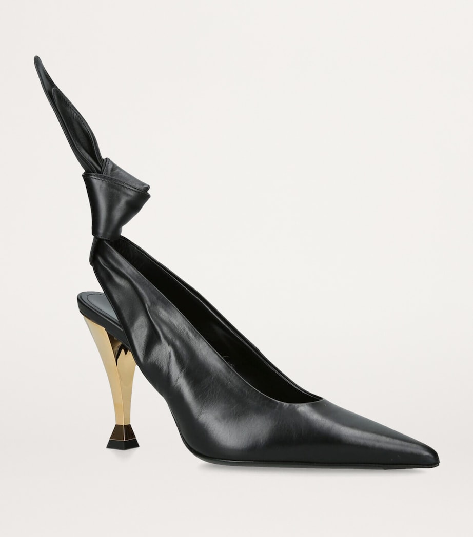 Leather Beauw Slingback Pumps 95 BLACK Image 3
