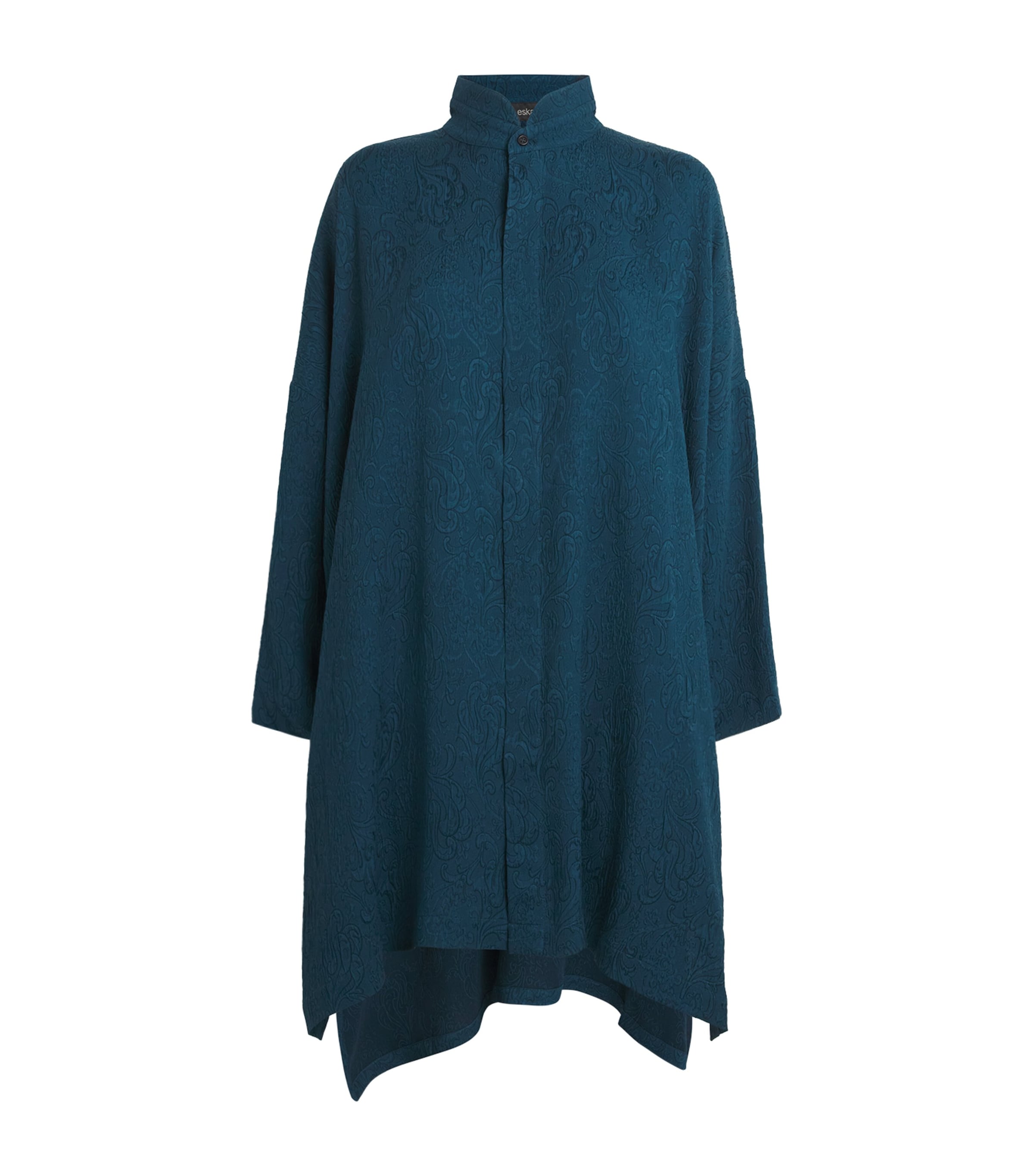Eskandar Silk Stand-collar Shirt In Blue