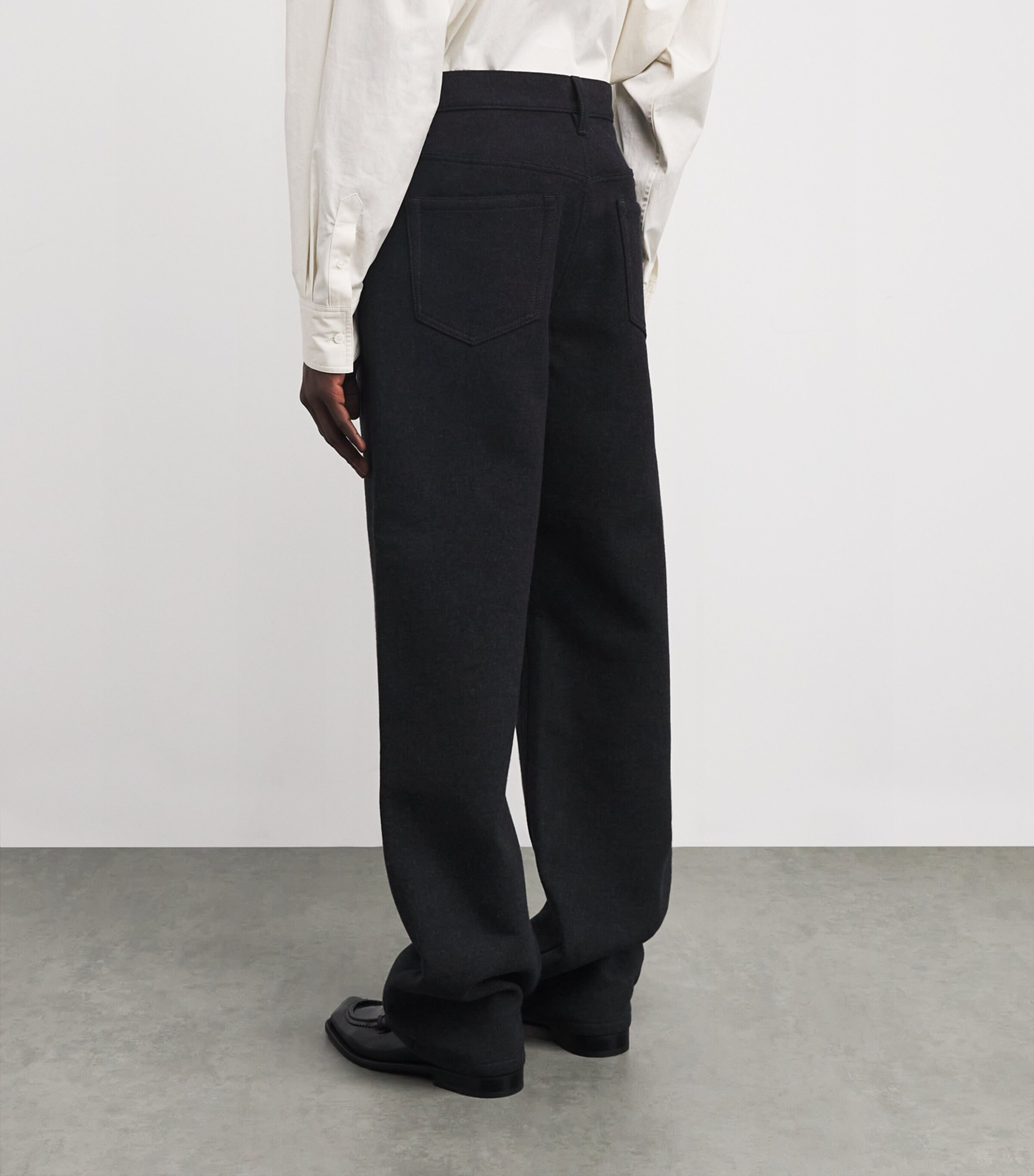 Brushed Twill Straight Trousers DARK GREY Image 4